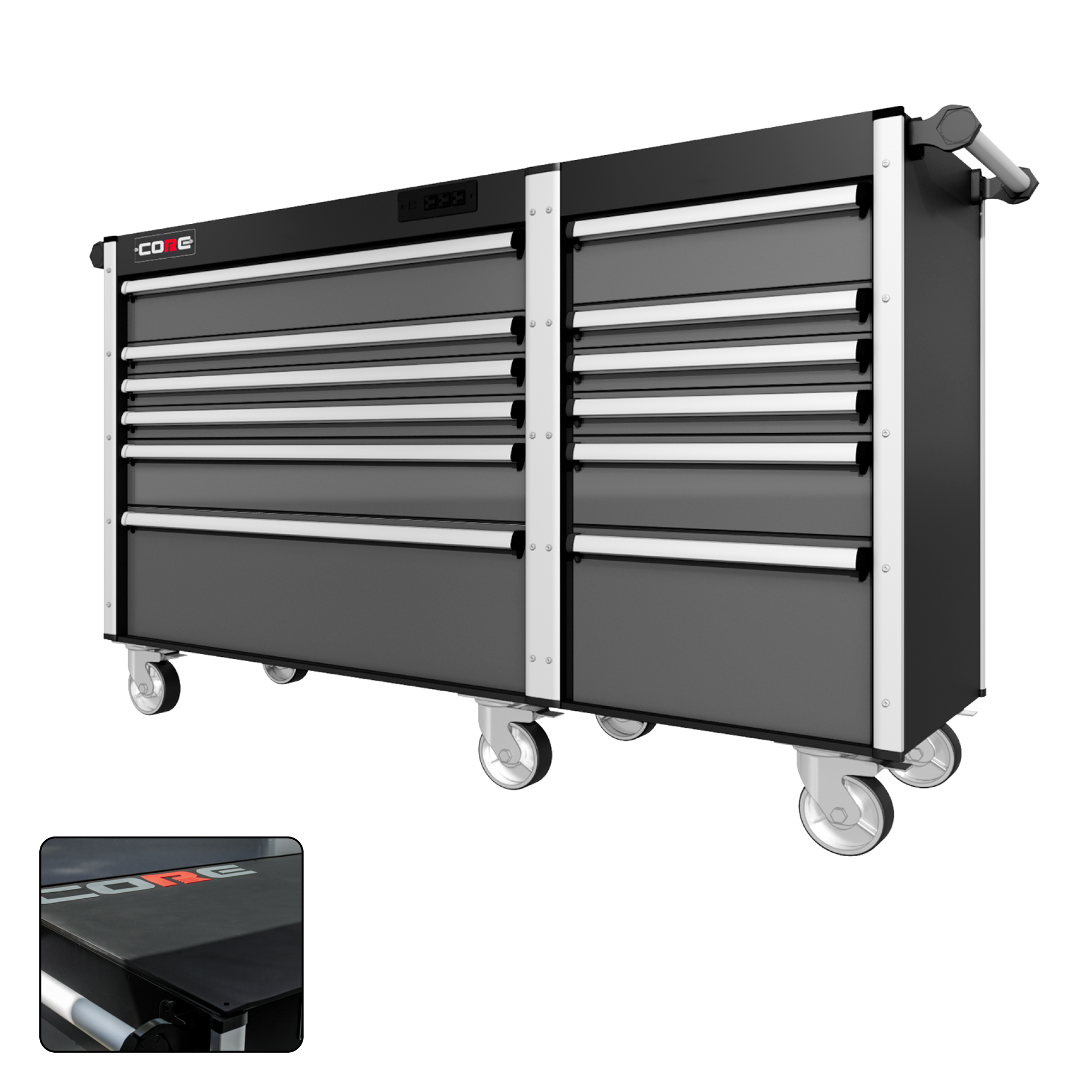 66 Series - 12 Drawers - Silver Handles - Traditional Casters