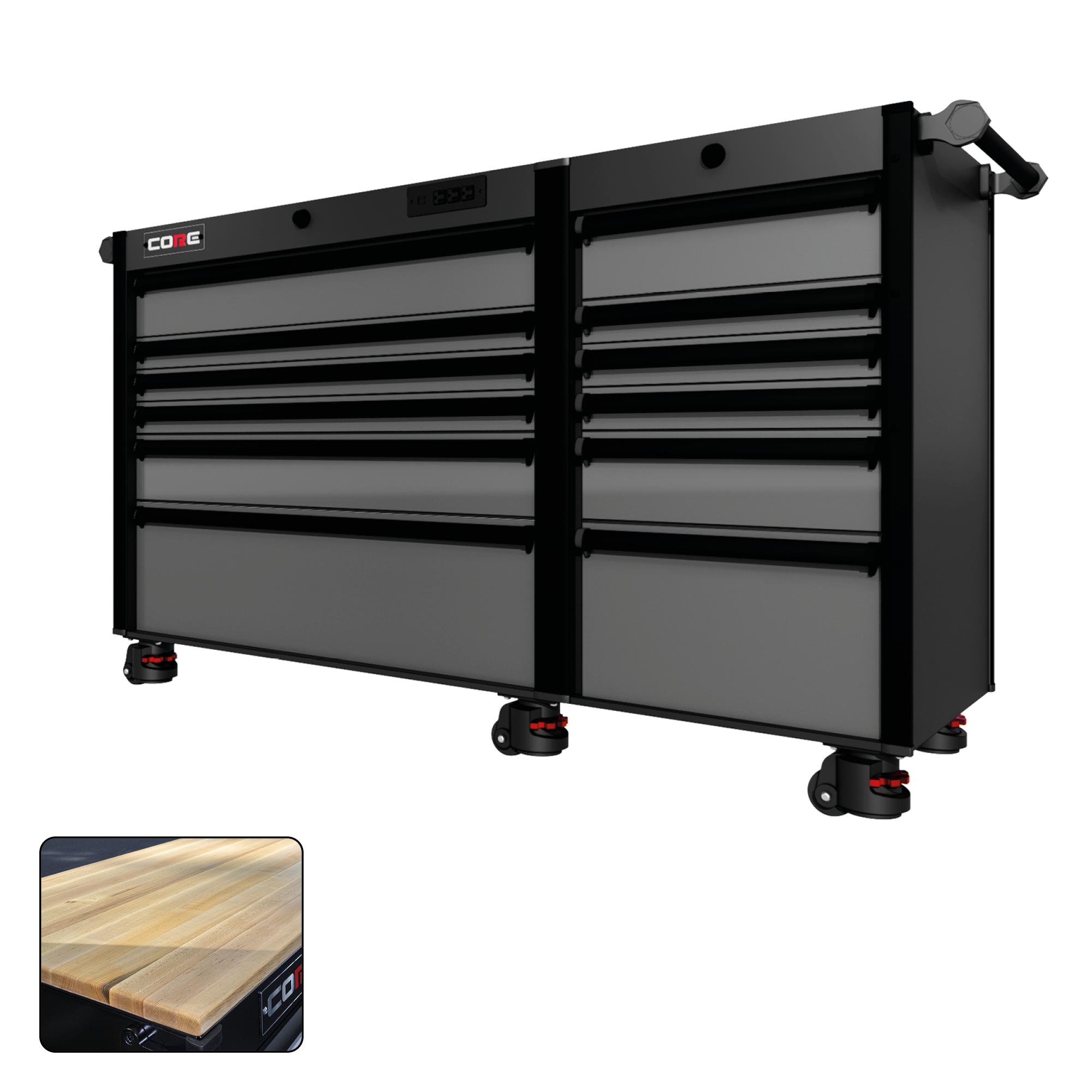 66 Series - 12 Drawers - Black Handles - Foot Casters