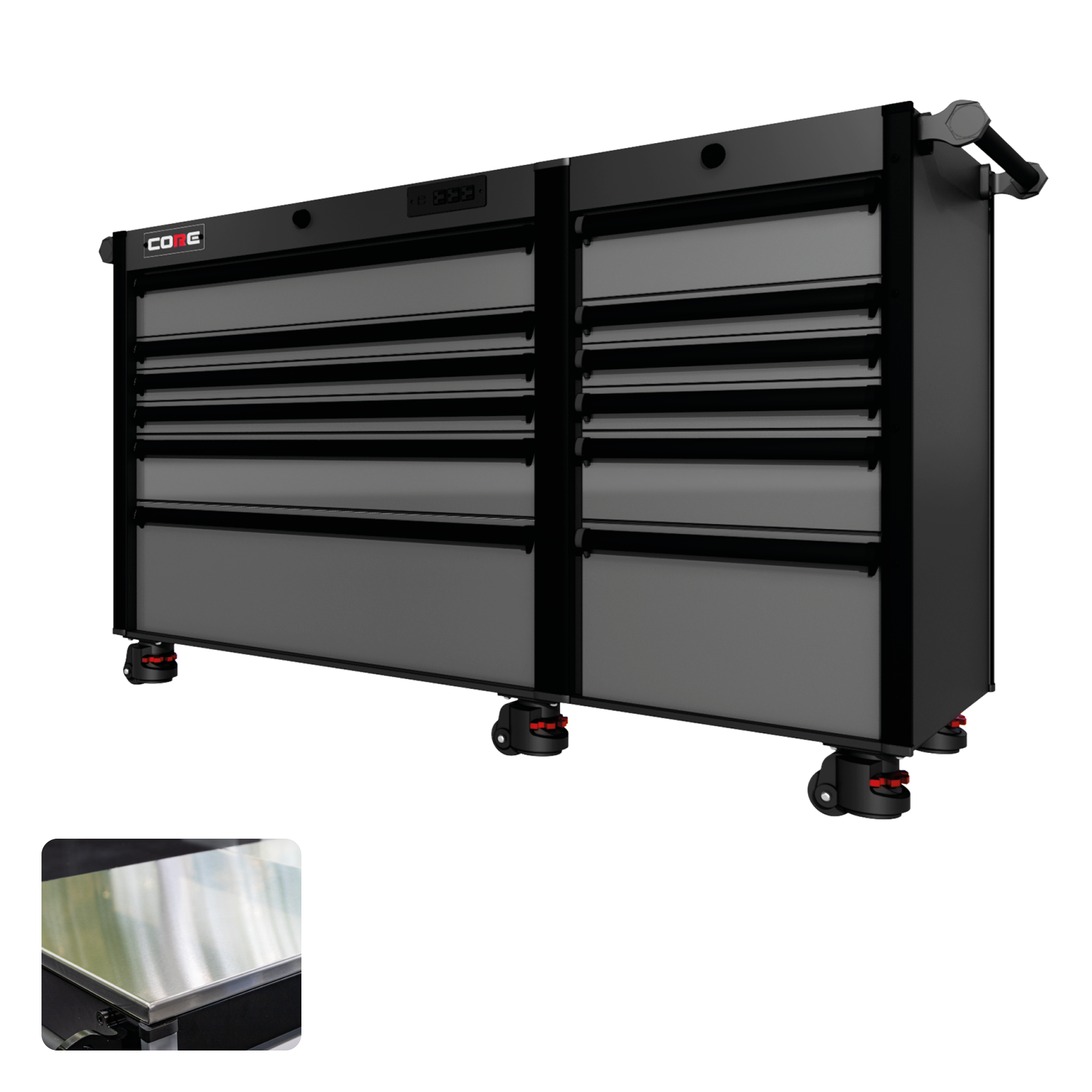 66 Series - 12 Drawers - Black Handles - Foot Casters