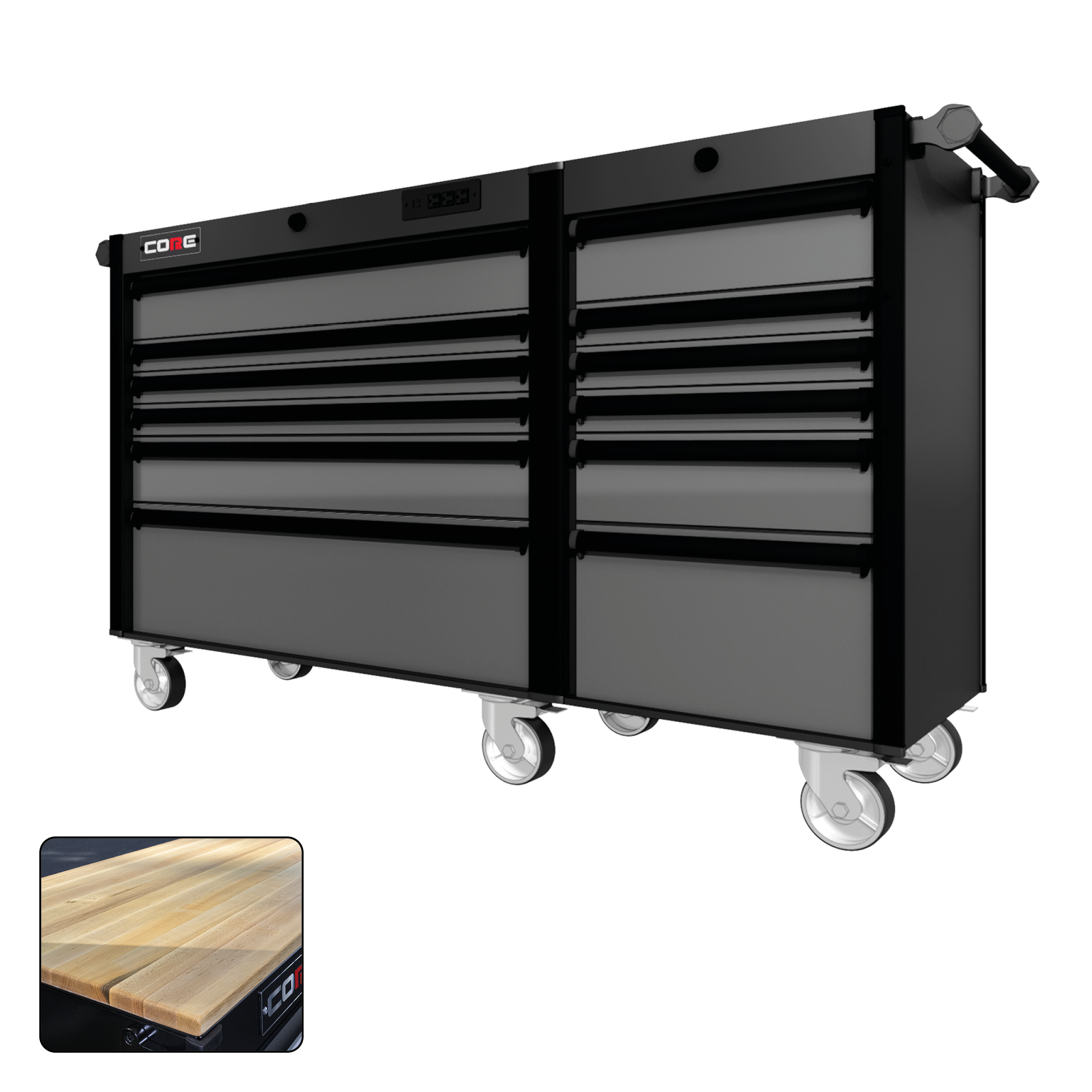 66 Series - 12 Drawers - Black Handles - Traditional Casters