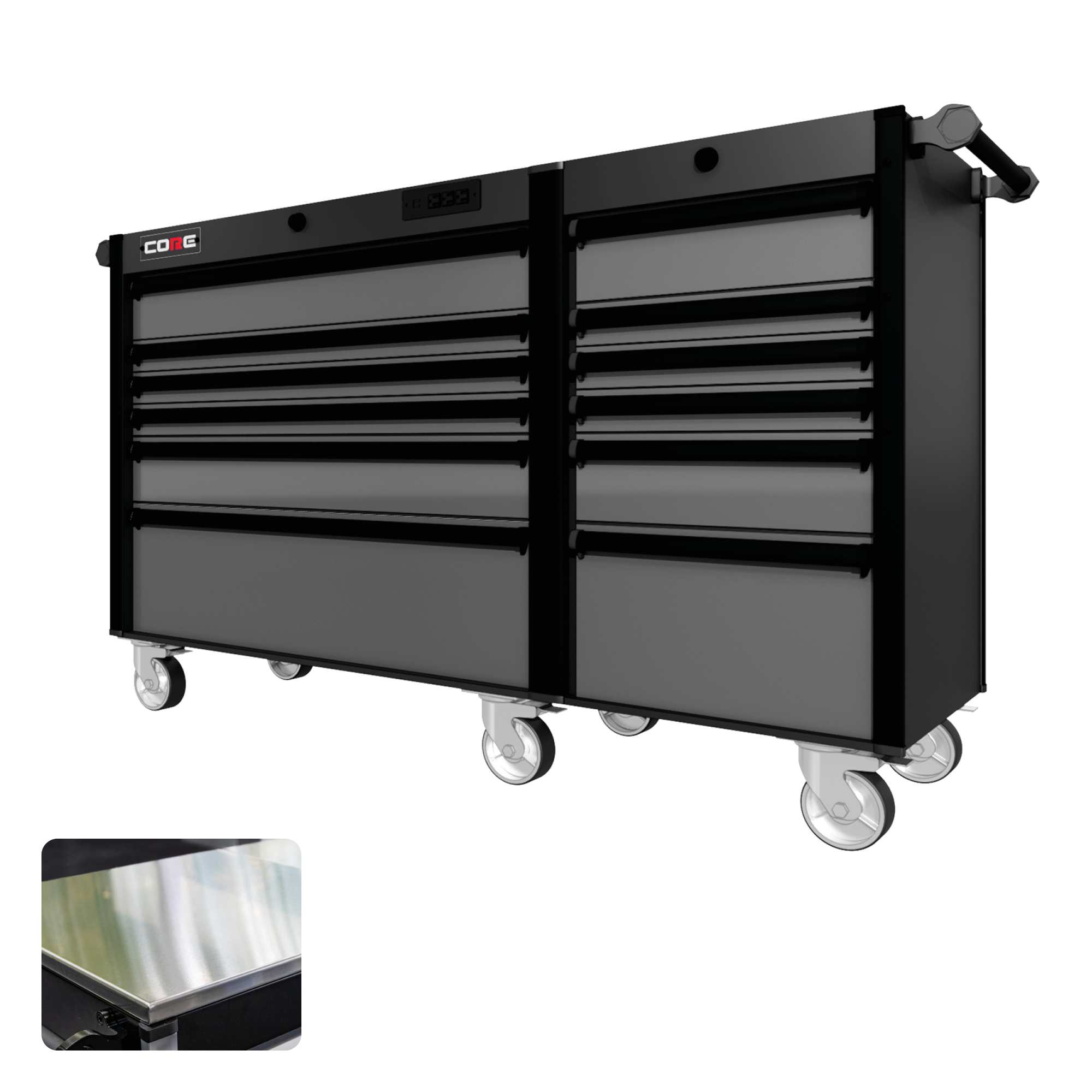 66 Series - 12 Drawers - Black Handles - Traditional Casters