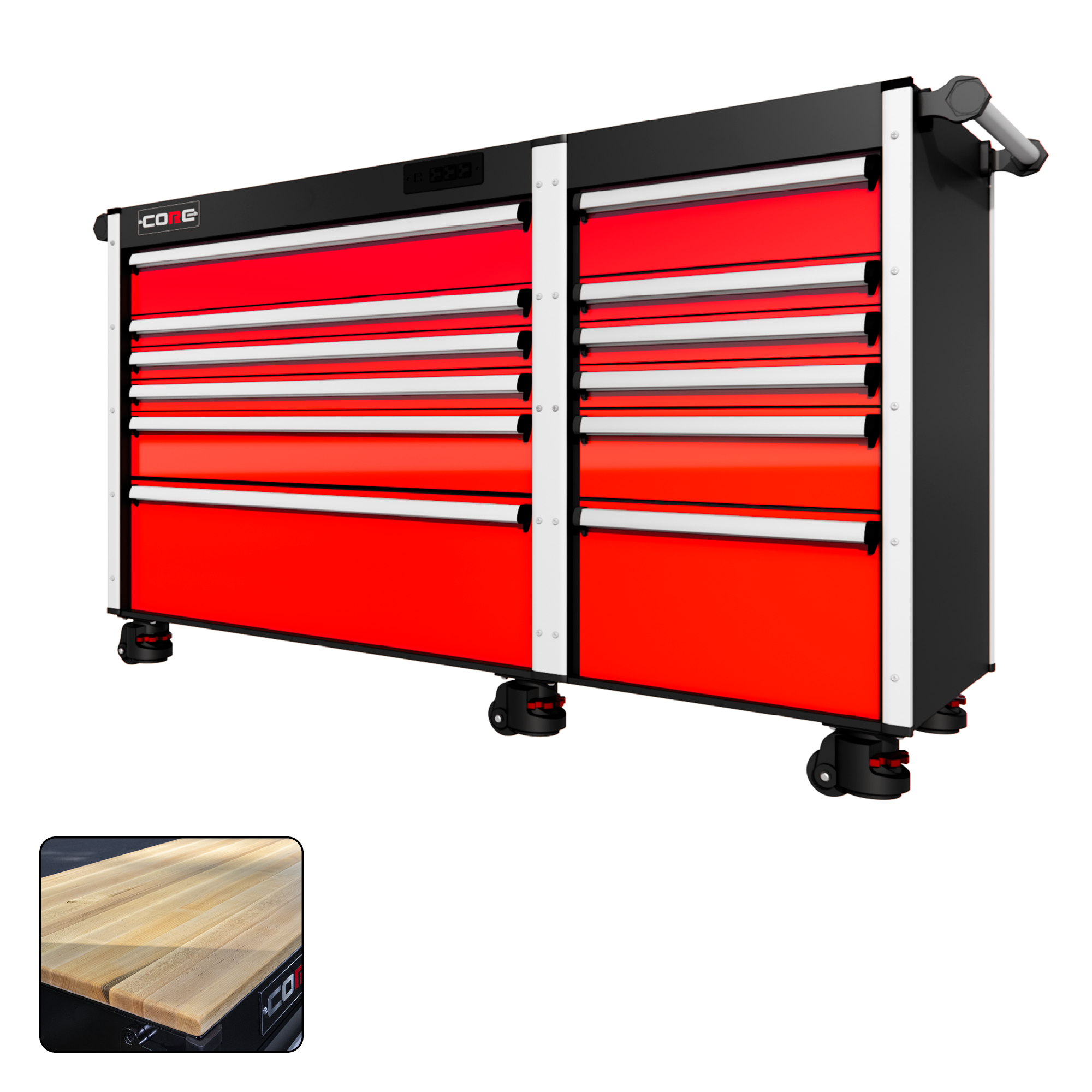 66 Series - 12 Drawers - Silver Handles - Foot Casters