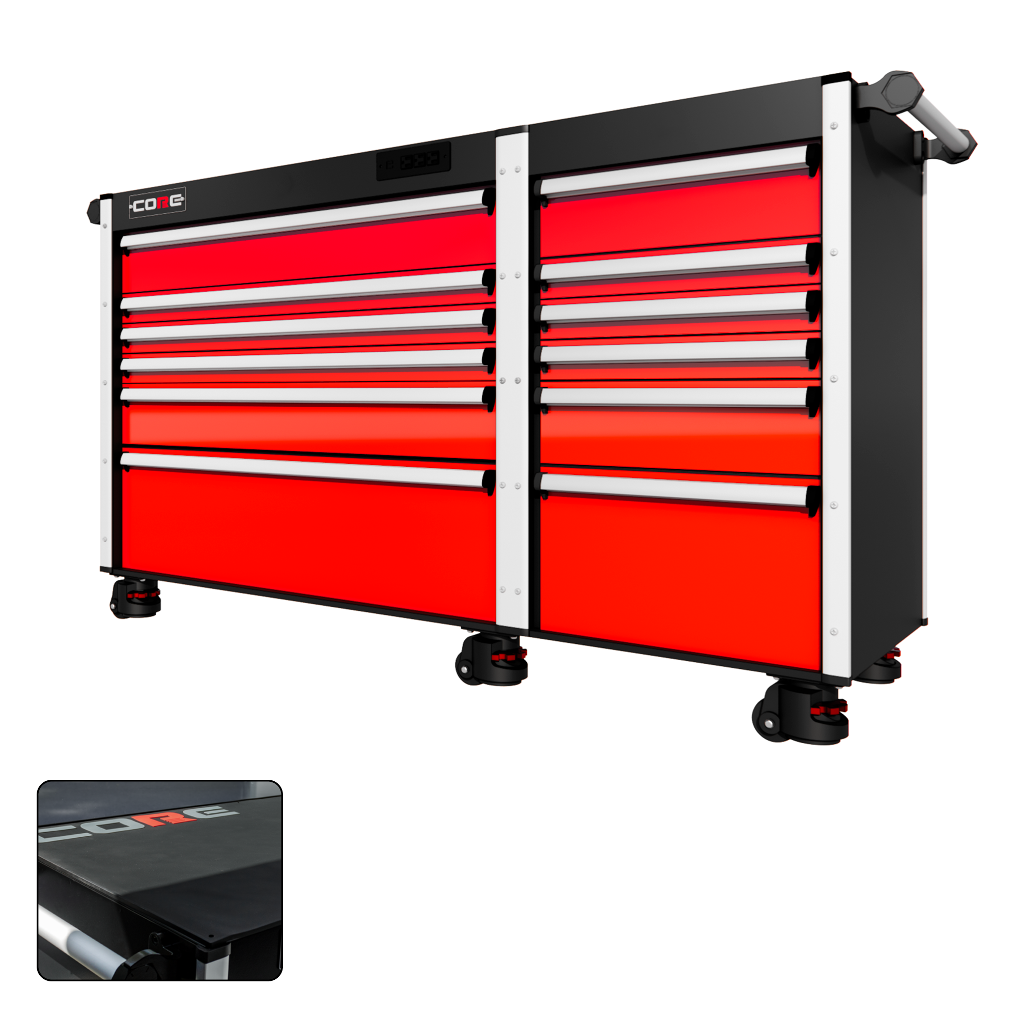 66 Series - 12 Drawers - Silver Handles - Foot Casters