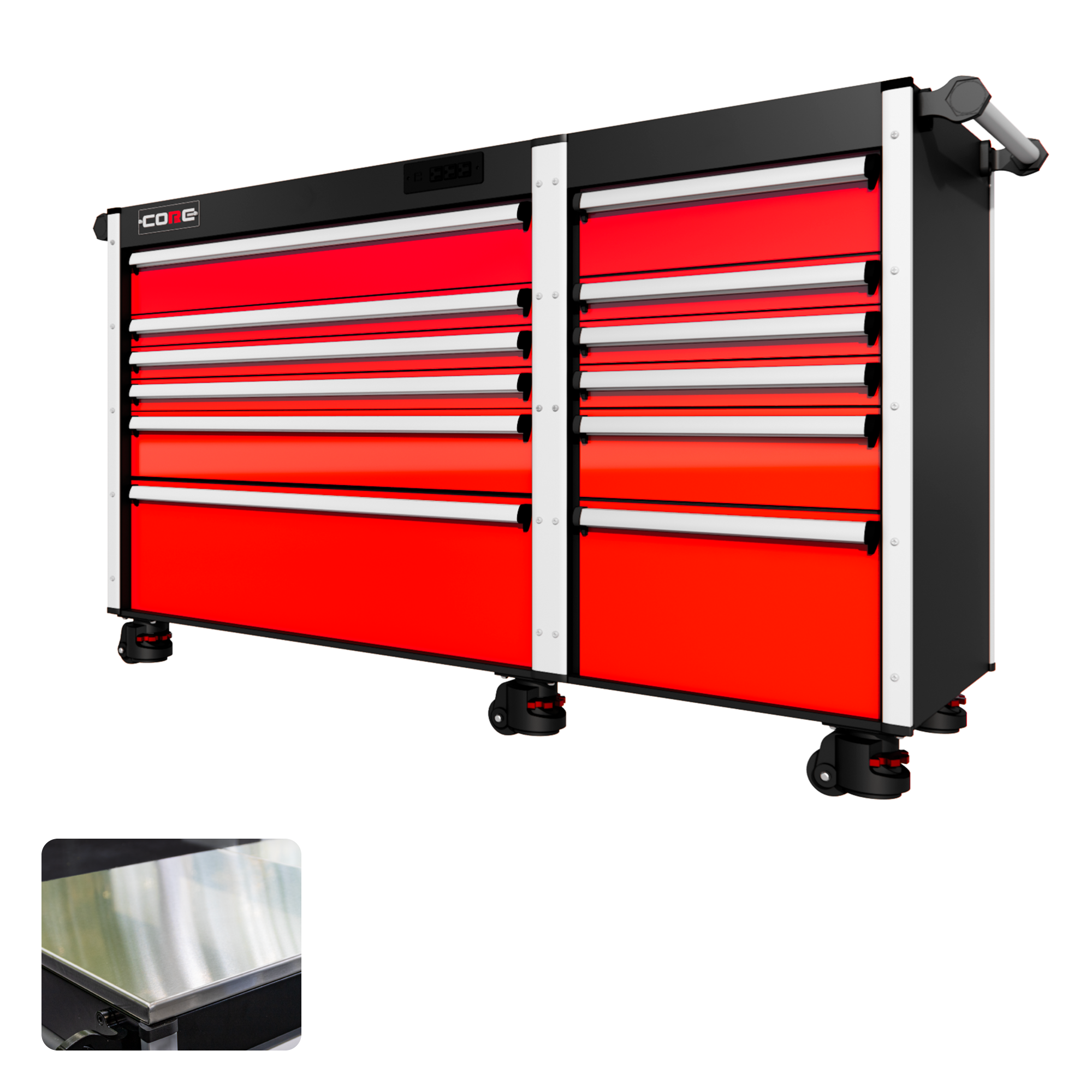 66 Series - 12 Drawers - Silver Handles - Foot Casters