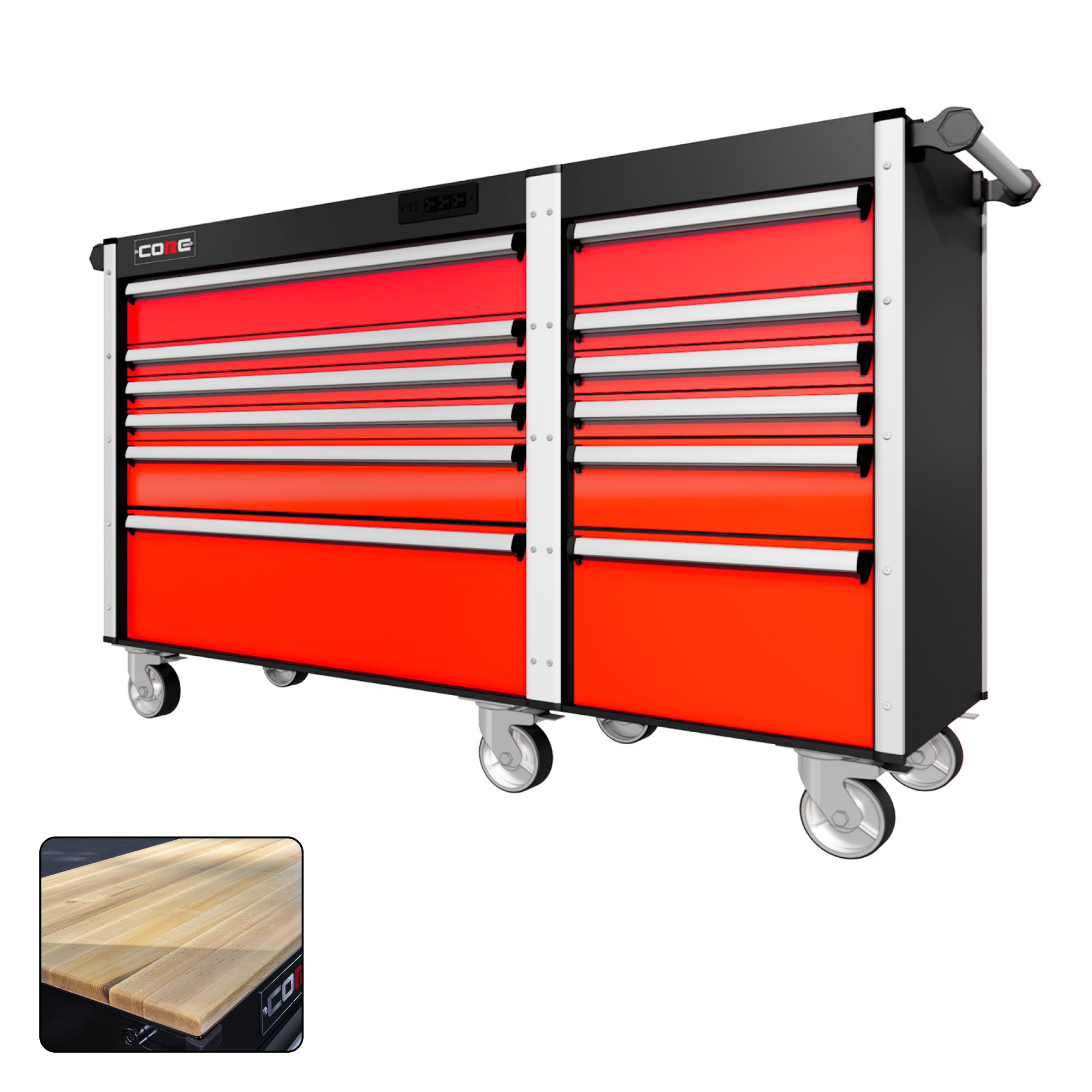 66 Series - 12 Drawers - Silver Handles - Traditional Casters