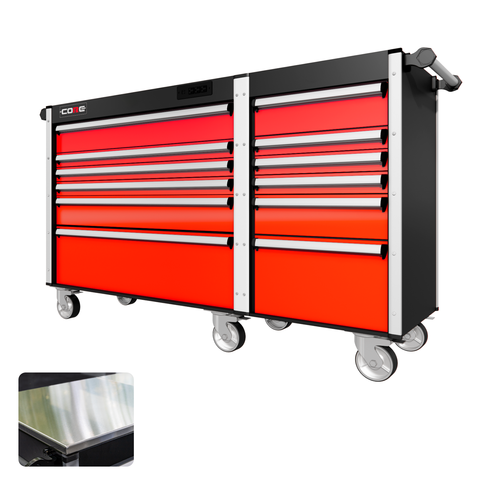 66 Series - 12 Drawers - Silver Handles - Traditional Casters
