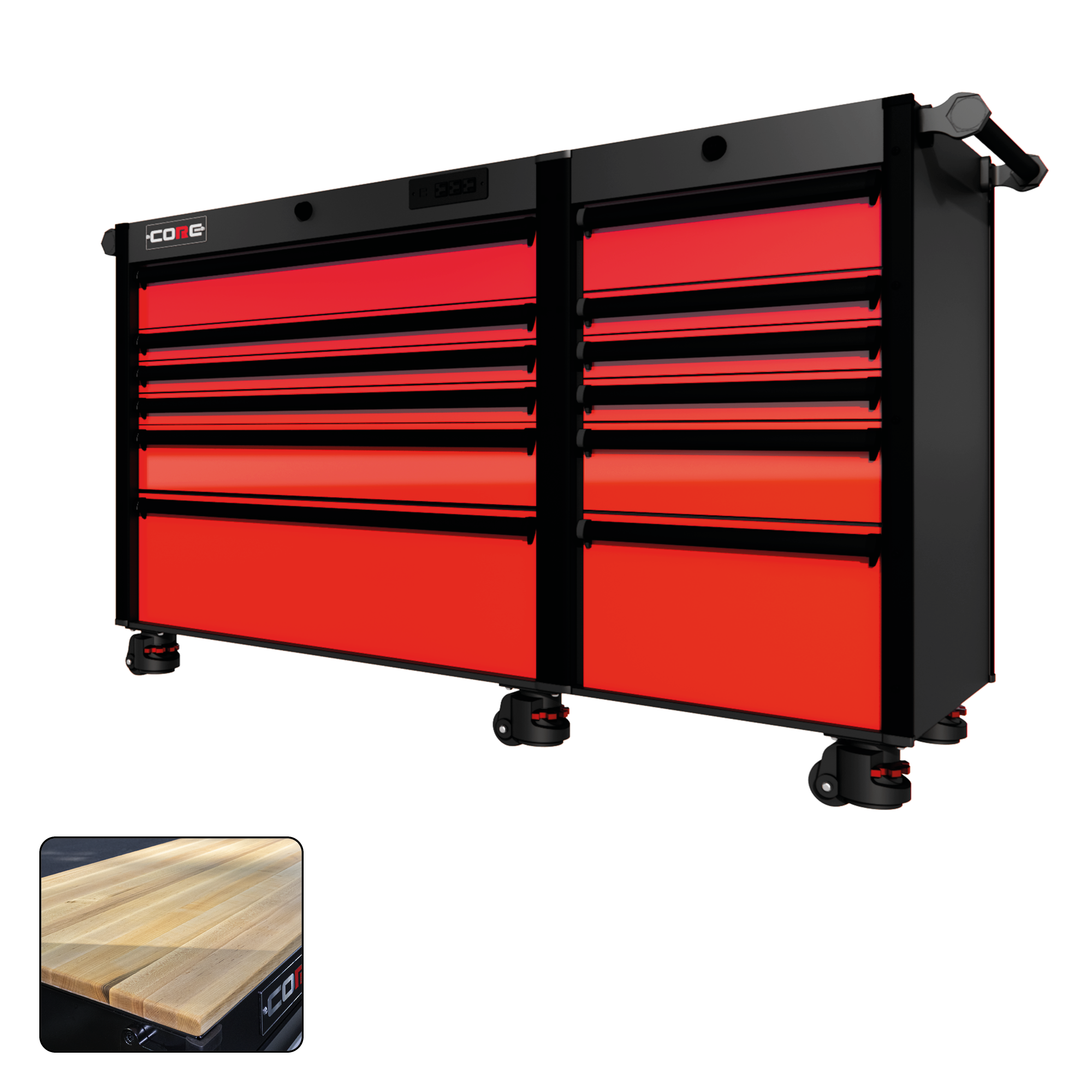 66 Series - 12 Drawers - Black Handles - Foot Casters