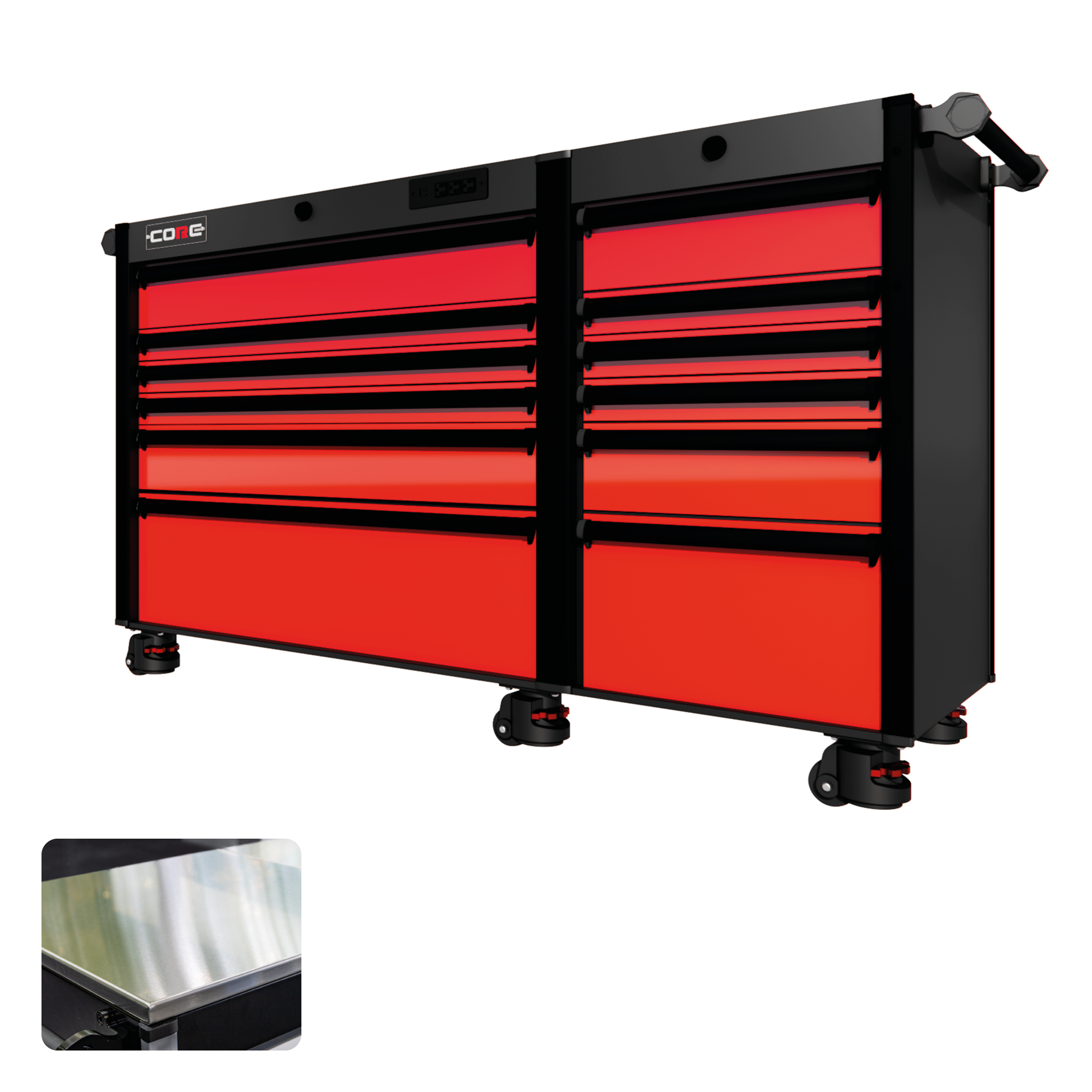 66 Series - 12 Drawers - Black Handles - Foot Casters