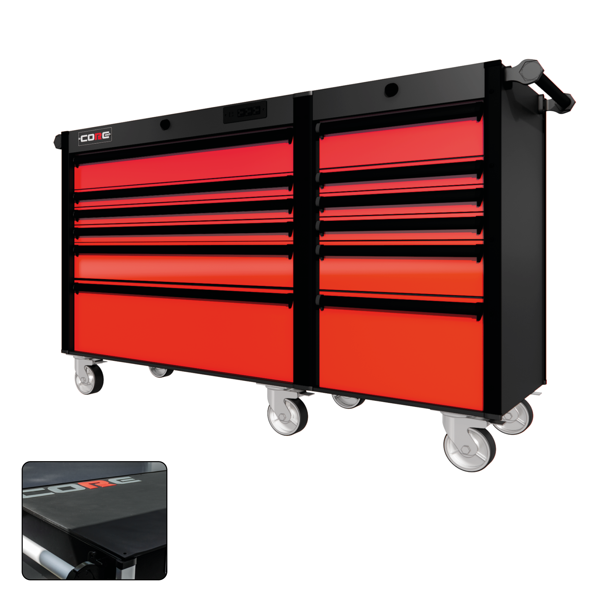 66 Series - 12 Drawers - Black Handles - Traditional Casters