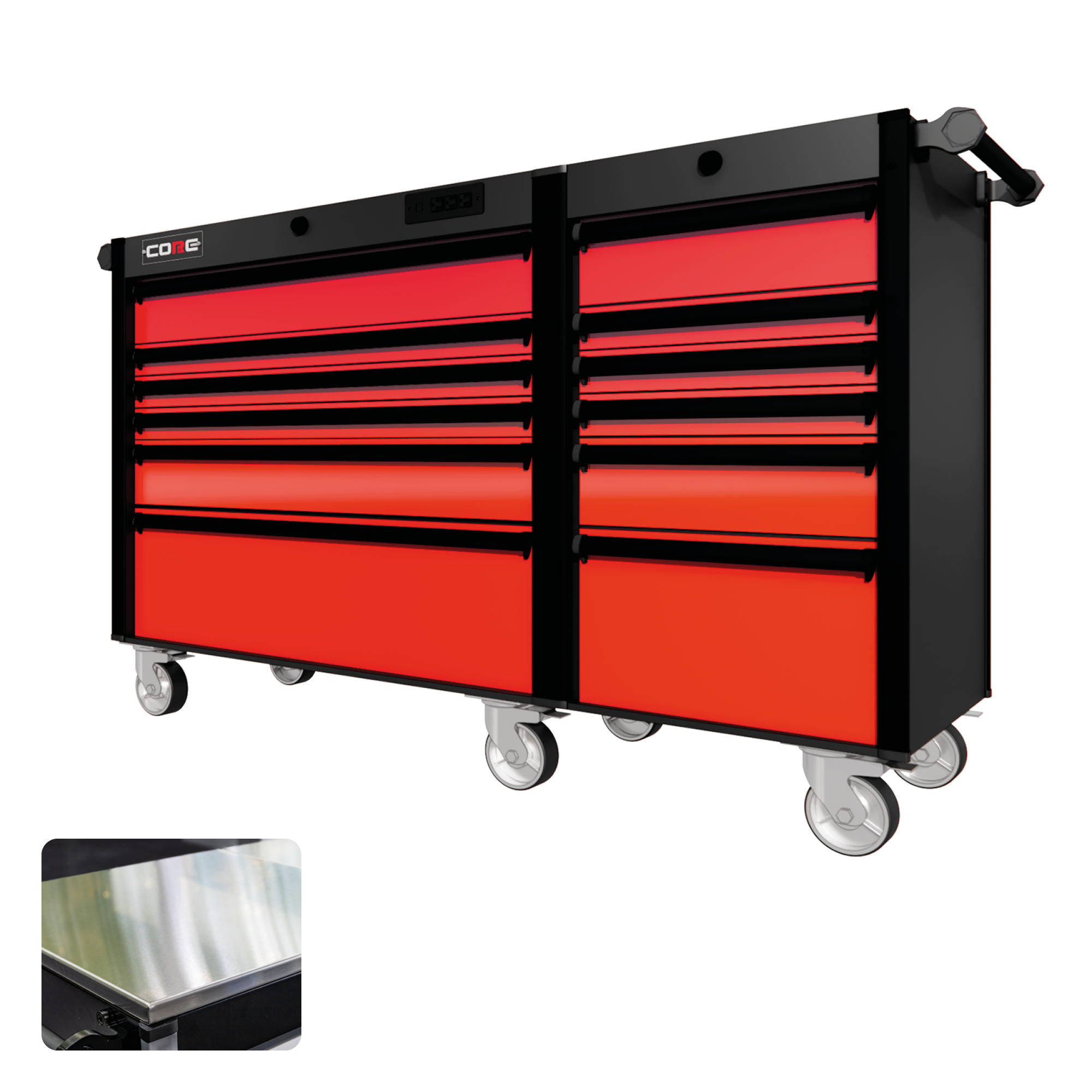 66 Series - 12 Drawers - Black Handles - Traditional Casters
