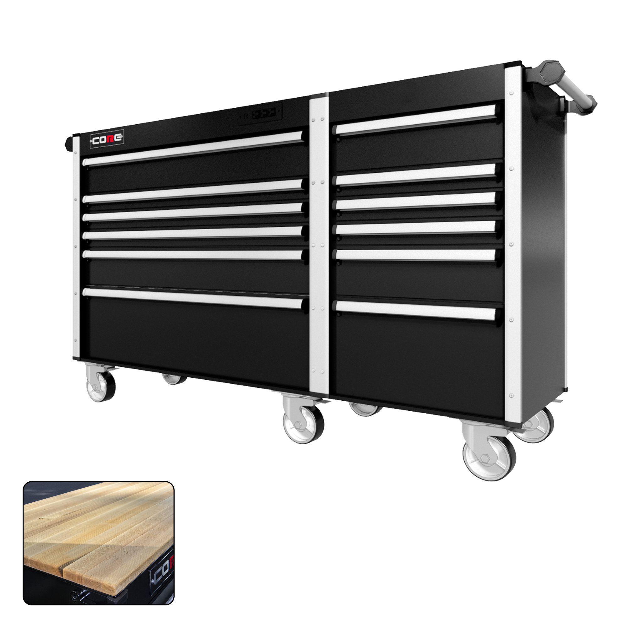 66 Series - 12 Drawers - Silver Handles - Traditional Casters
