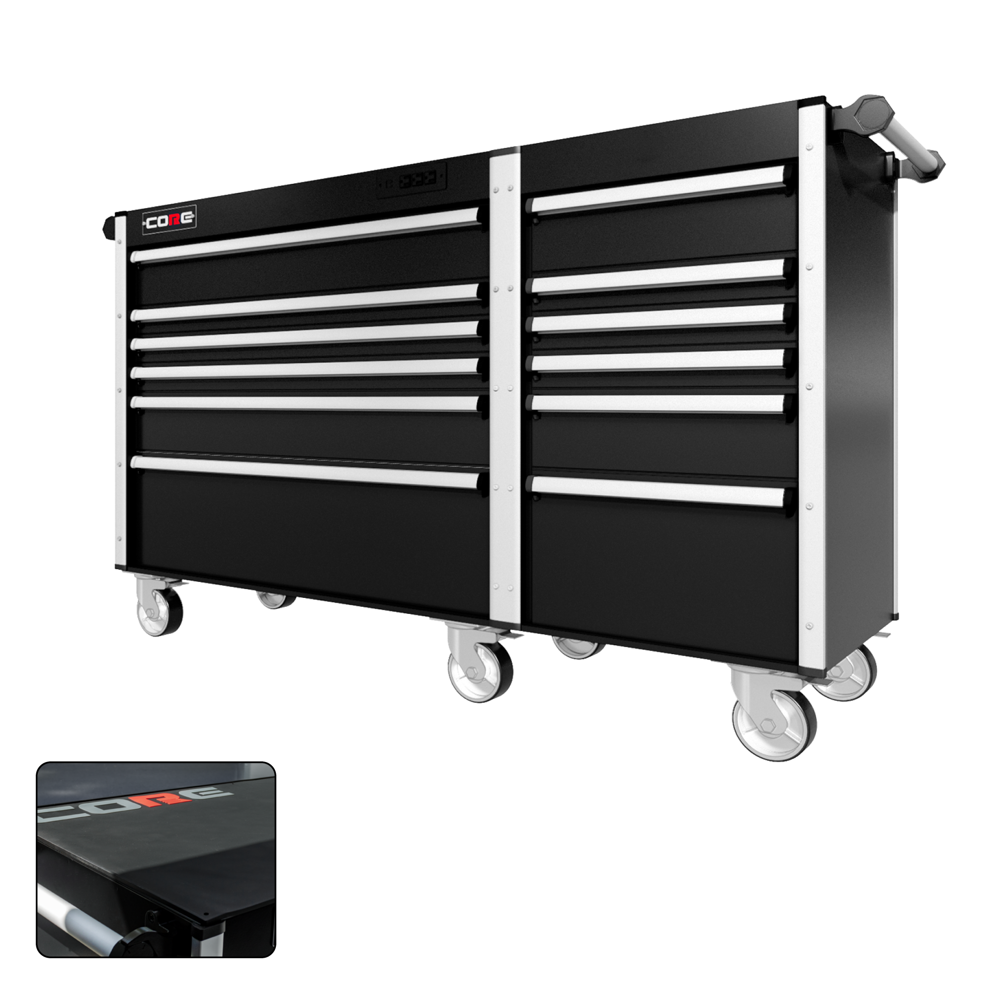 66 Series - 12 Drawers - Silver Handles - Traditional Casters