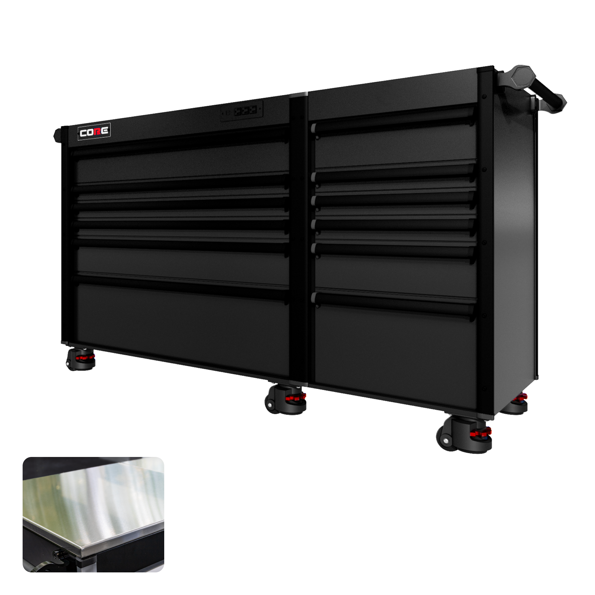 66 Series - 12 Drawers - Black Handles - Foot Casters