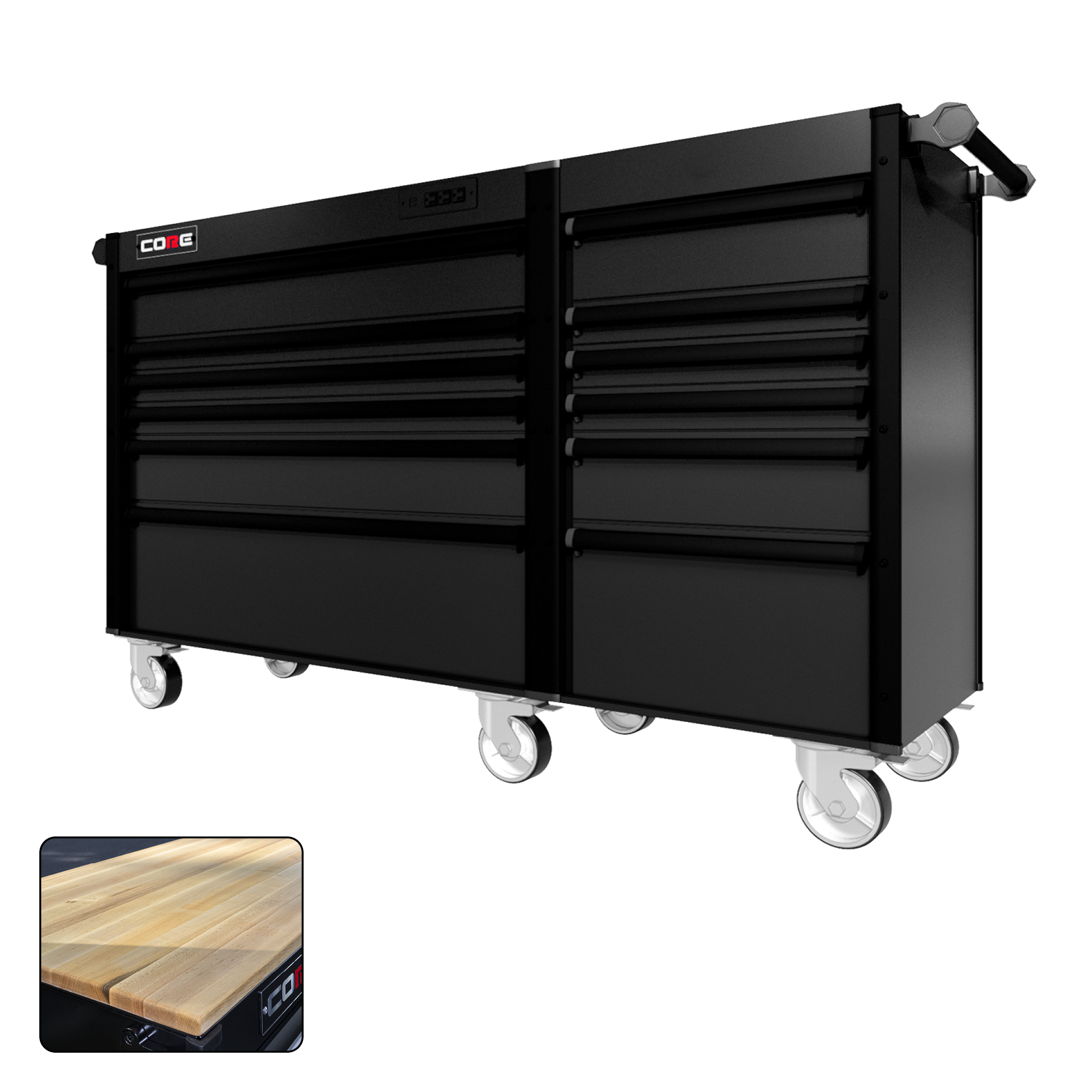66 Series - 12 Drawers - Black Handles - Traditional Casters