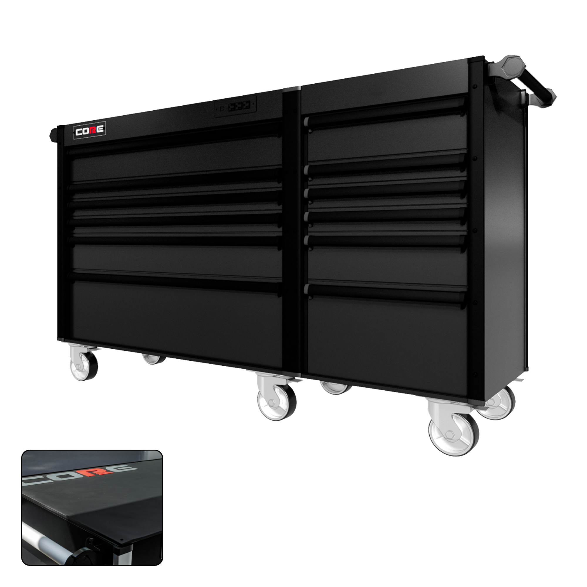 66 Series - 12 Drawers - Black Handles - Traditional Casters
