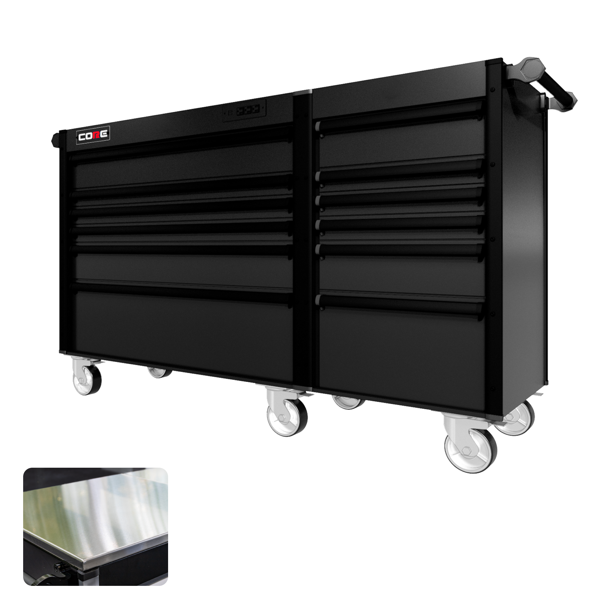 66 Series - 12 Drawers - Black Handles - Traditional Casters