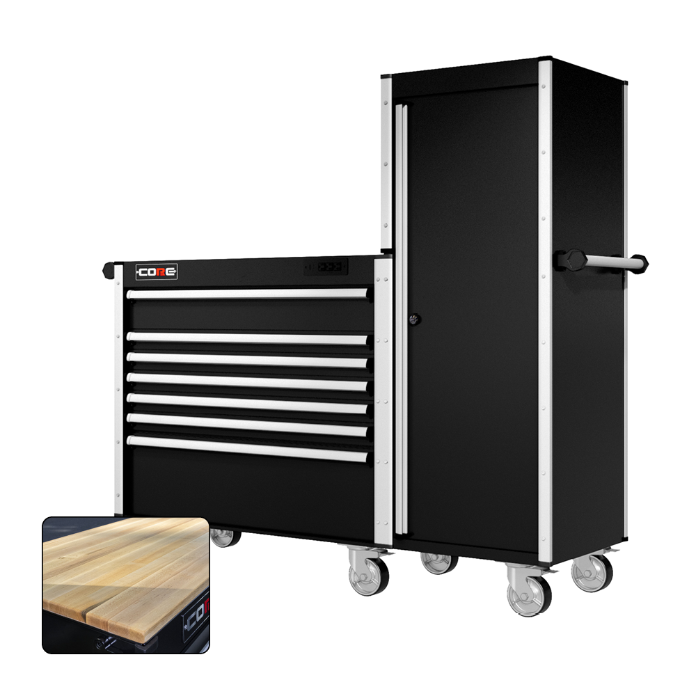66 Series - 7 Drawers and Tall Locker - Silver Handles - Traditional Casters