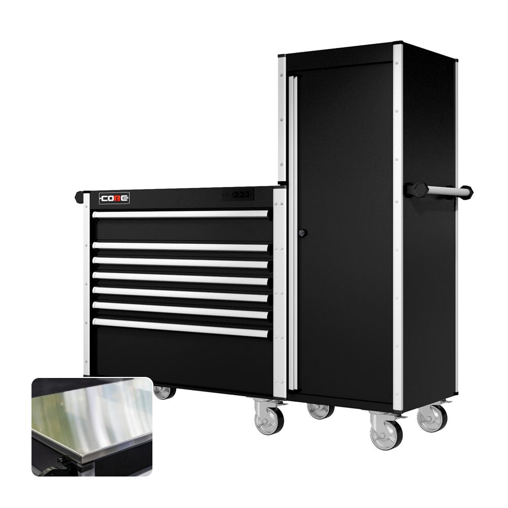 66 Series - 7 Drawers and Tall Locker - Silver Handles - Traditional Casters
