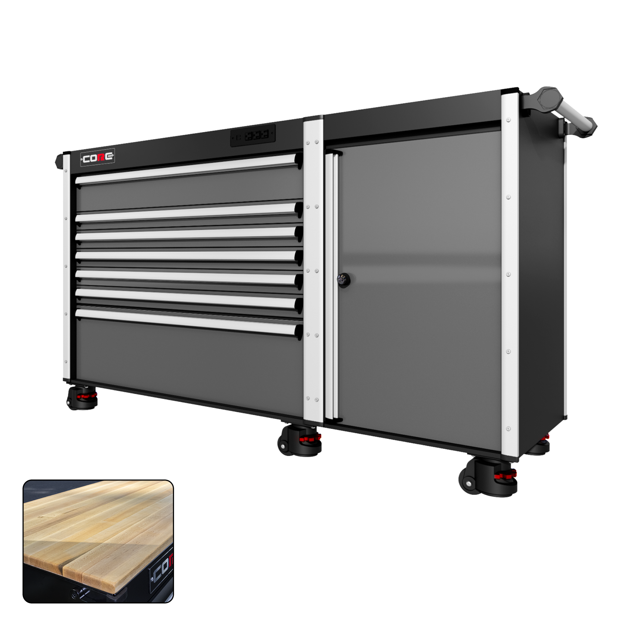 66 Series - 7 Drawers - Silver Handles - Foot Casters