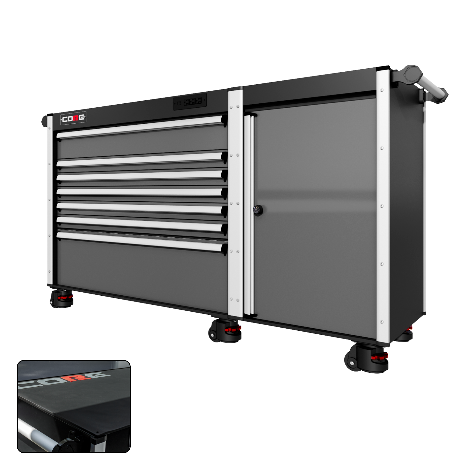 66 Series - 7 Drawers - Silver Handles - Foot Casters