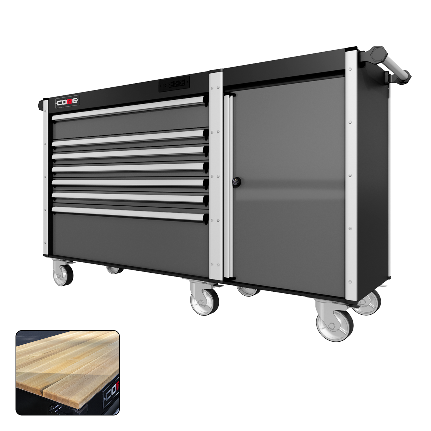 66 Series - 7 Drawers - Silver Handles - Traditional Casters