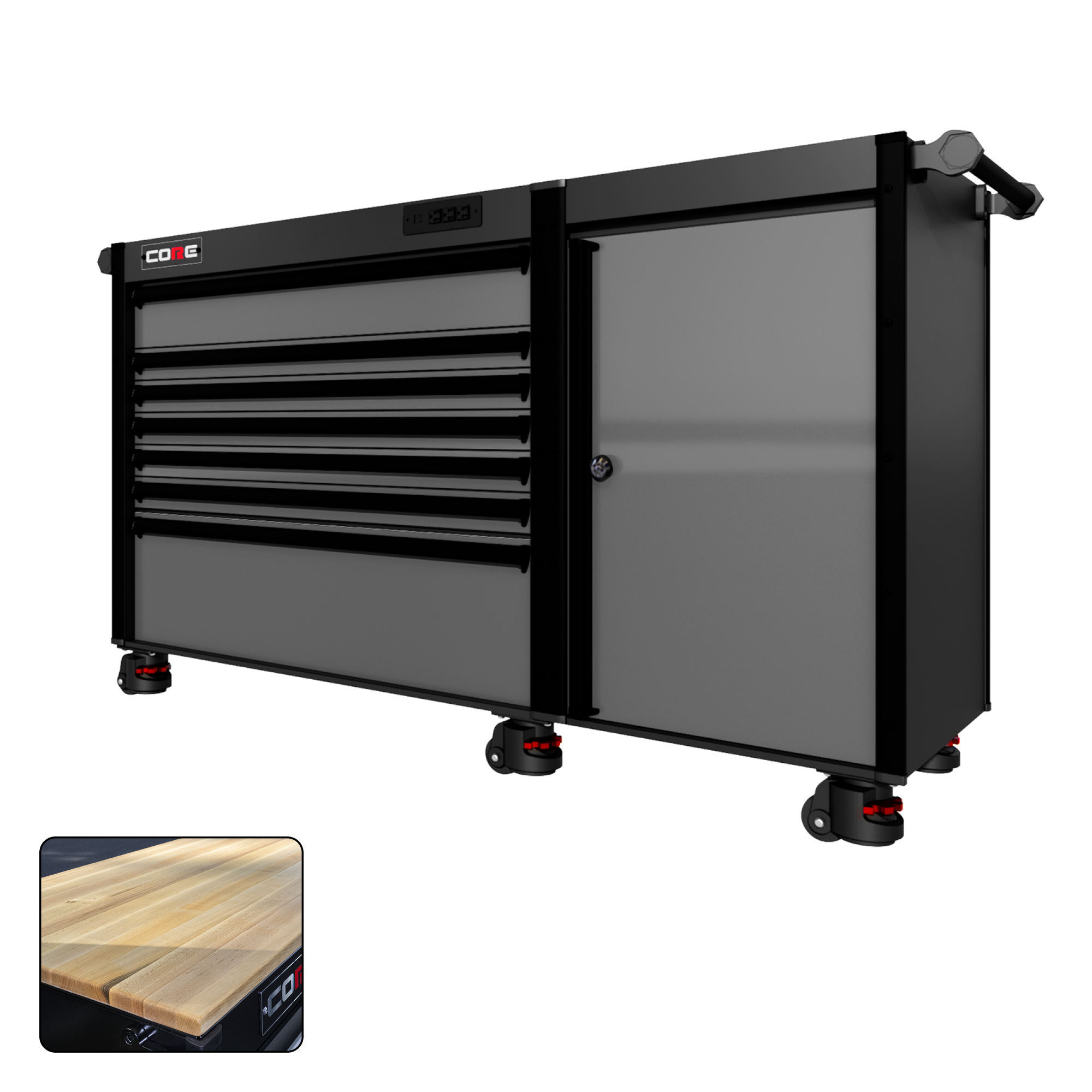 66 Series - 7 Drawers - Black Handles - Foot Casters