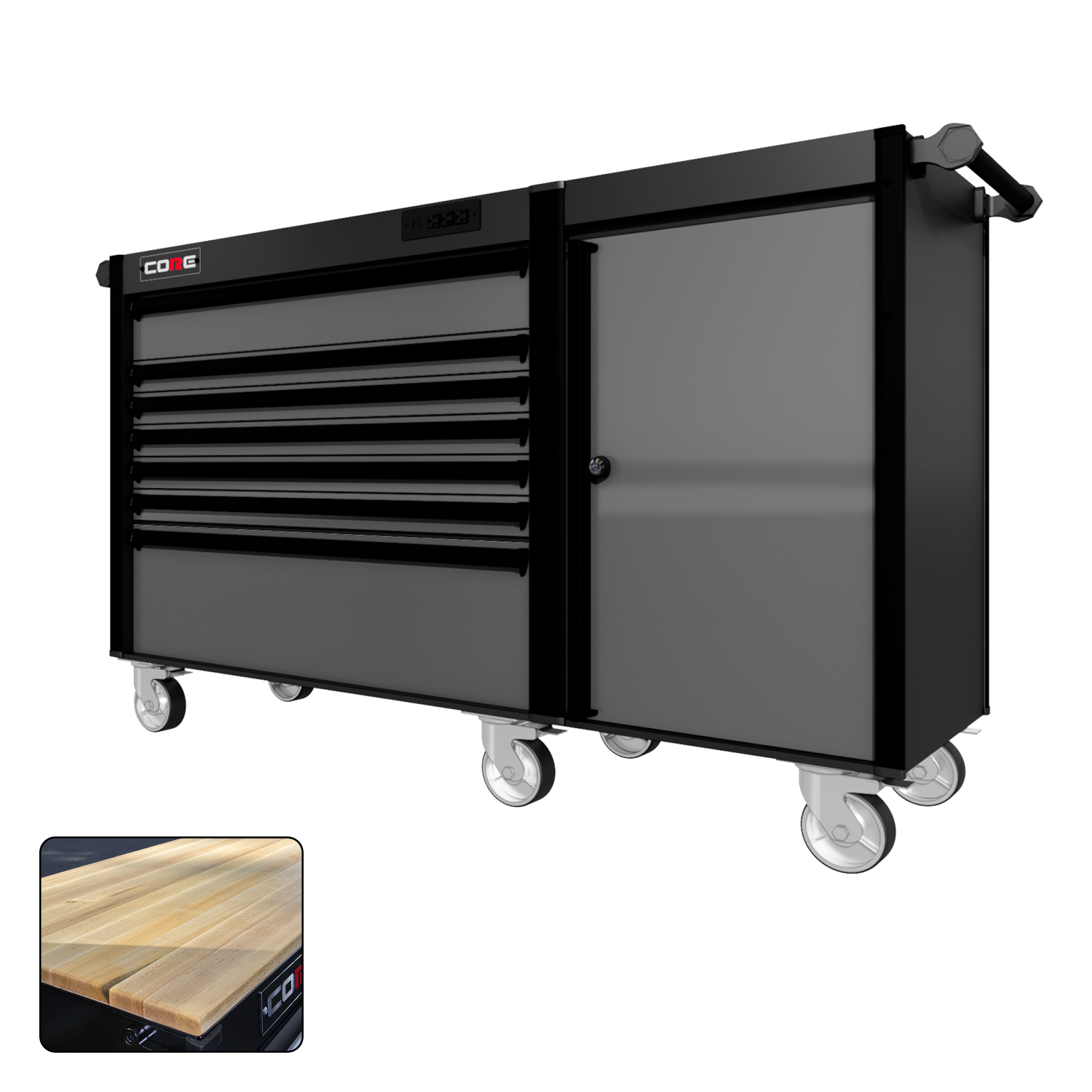 66 Series - 7 Drawers - Black Handles - Traditional Casters