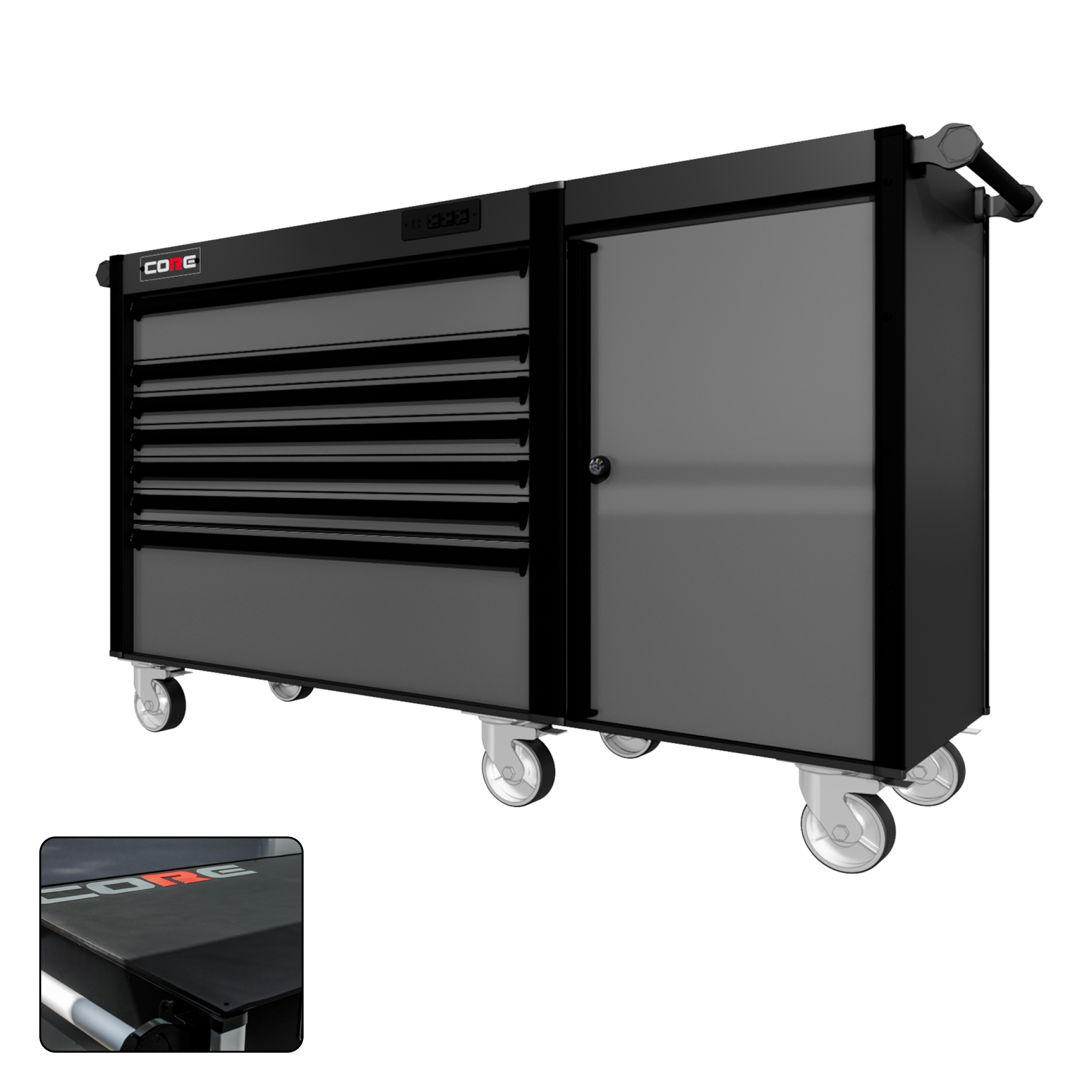 66 Series - 7 Drawers - Black Handles - Traditional Casters