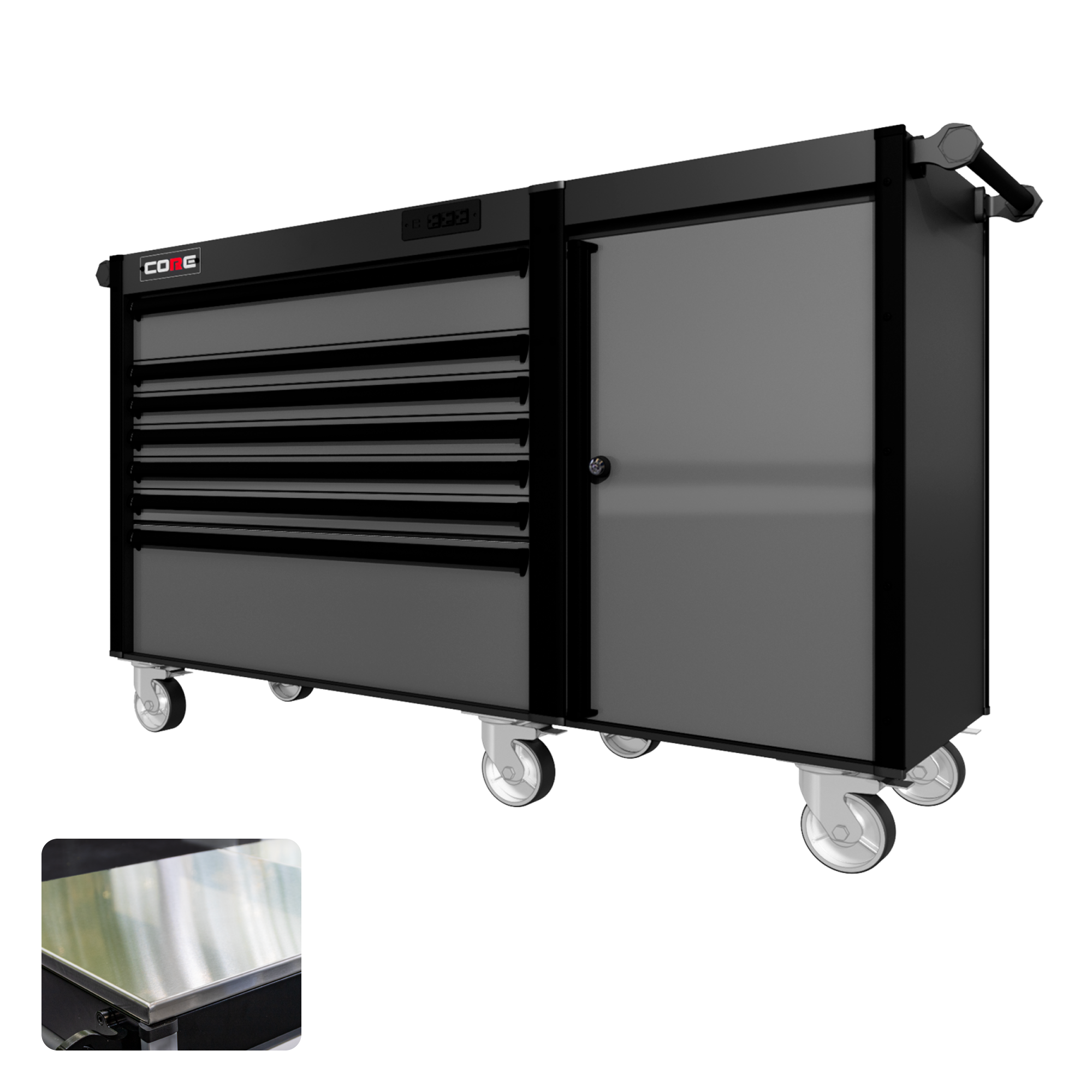 66 Series - 7 Drawers - Black Handles - Traditional Casters