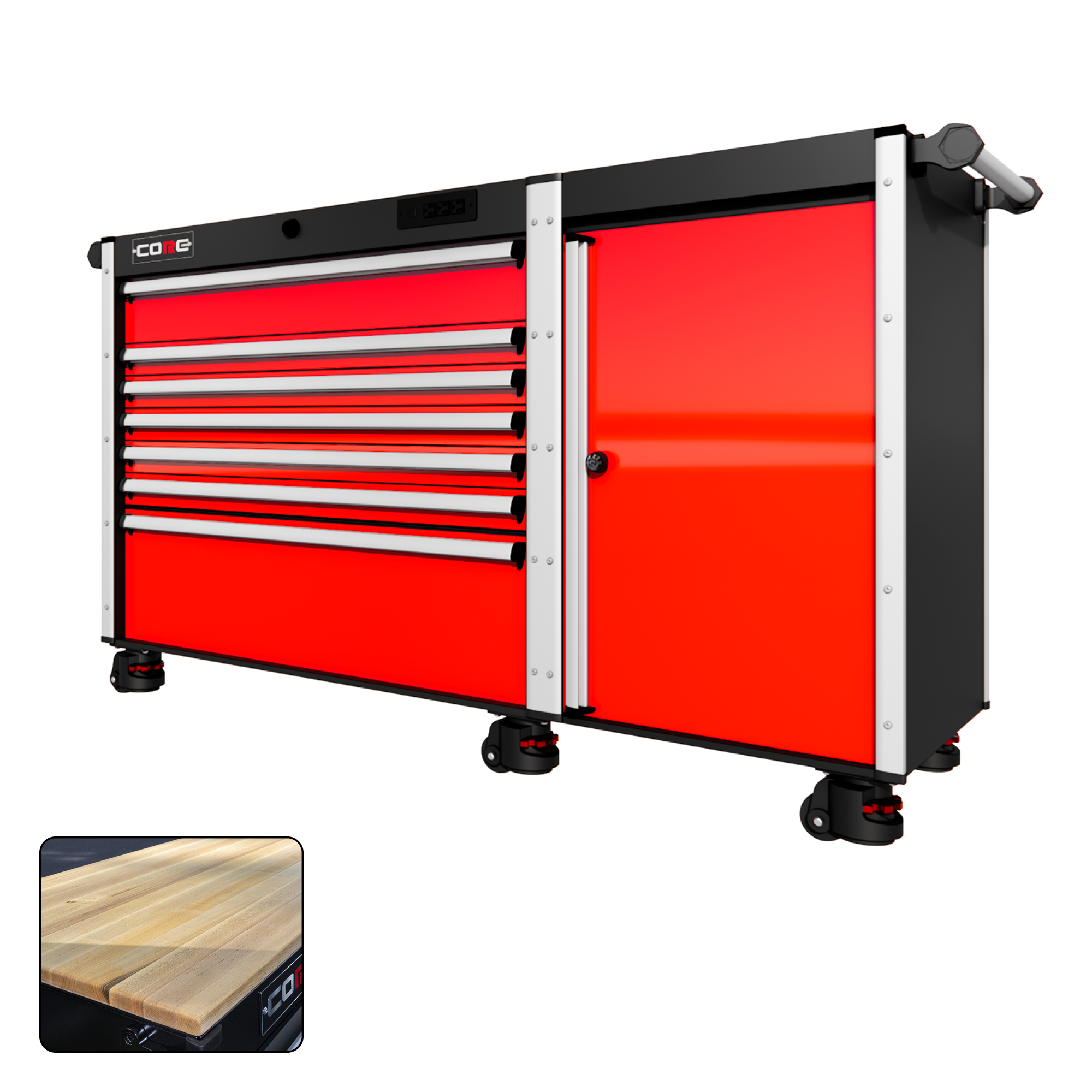 66 Series - 7 Drawers - Silver Handles - Foot Casters