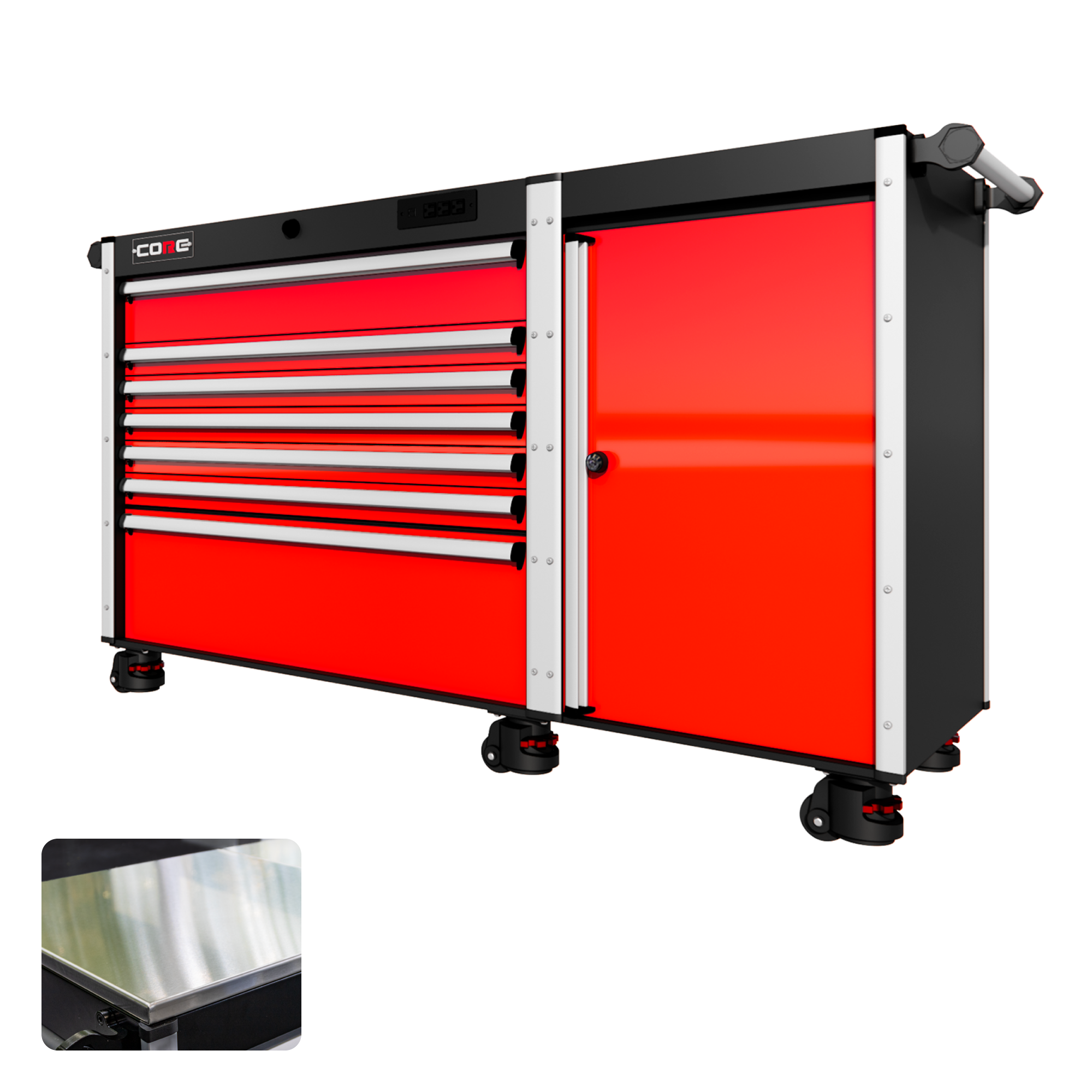 66 Series - 7 Drawers - Silver Handles - Foot Casters