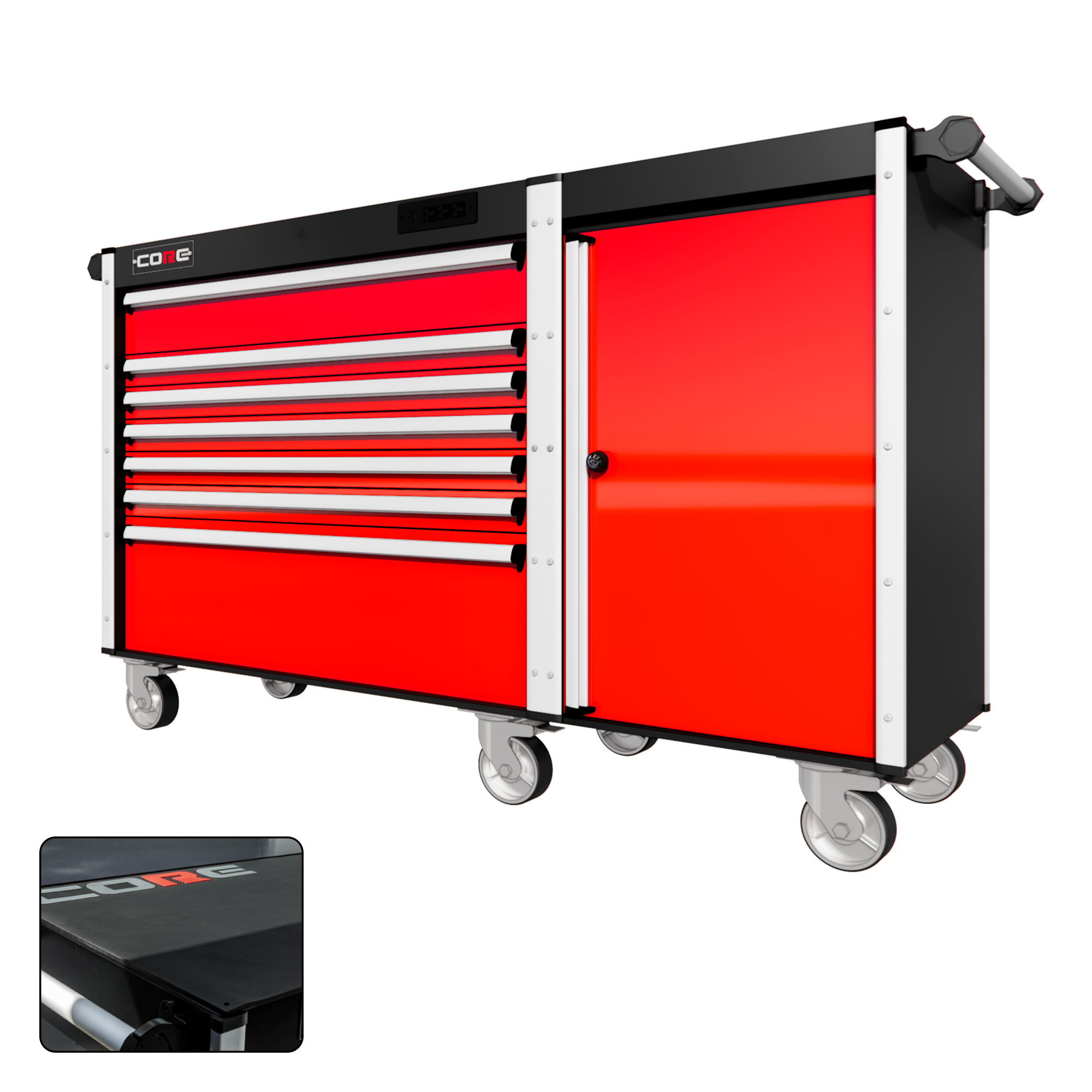 66 Series - 7 Drawers - Silver Handles - Traditional Casters