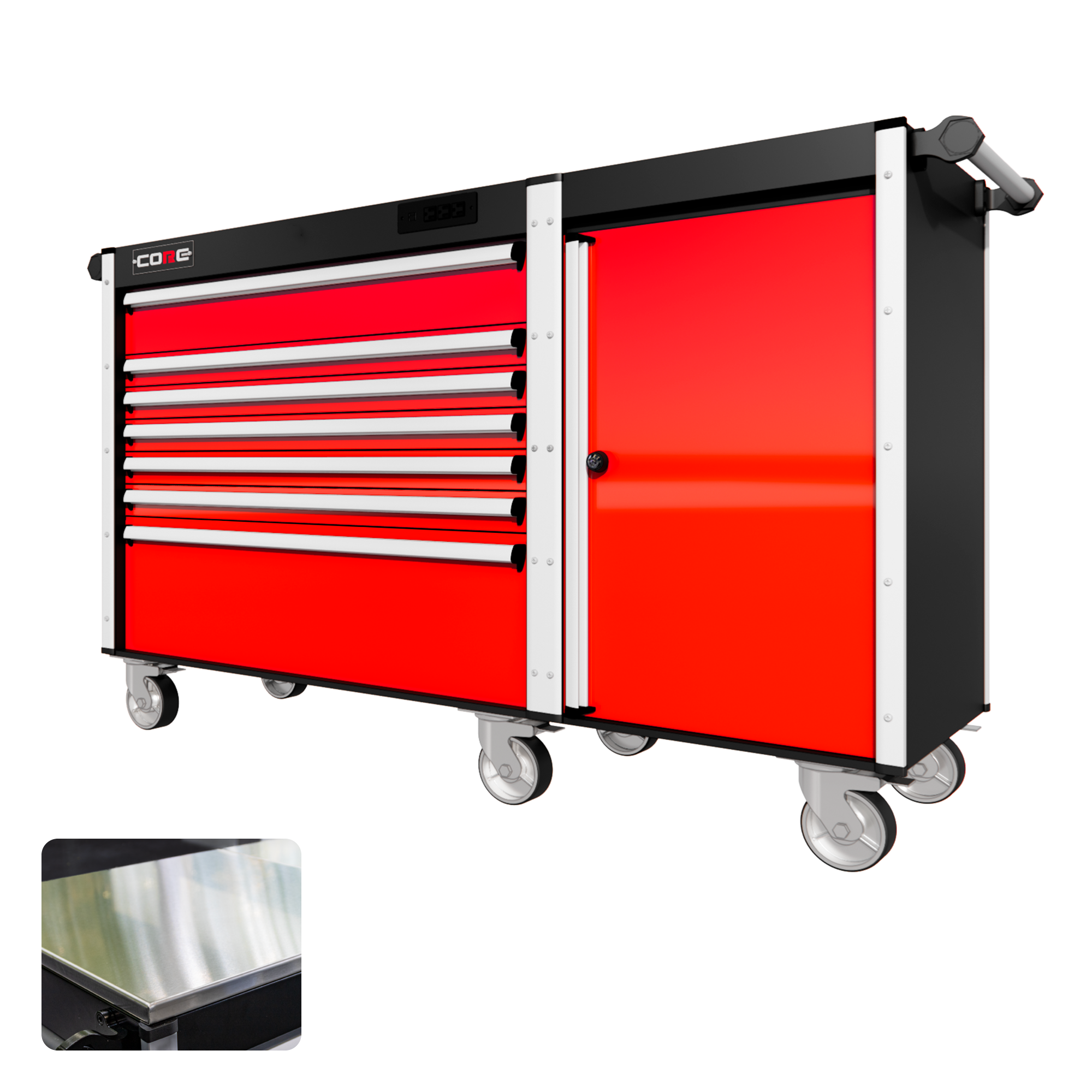 66 Series - 7 Drawers - Silver Handles - Traditional Casters