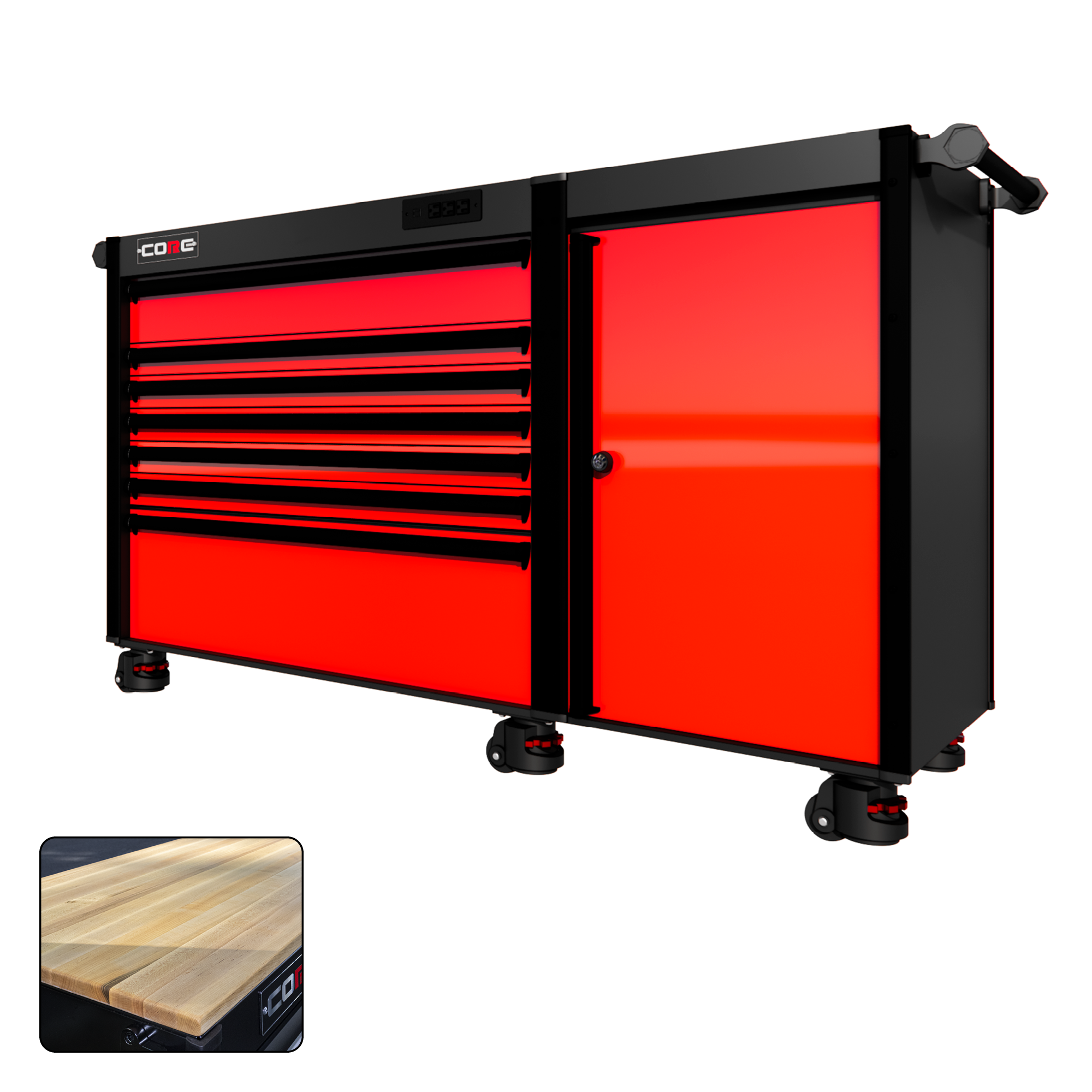 66 Series - 7 Drawers - Black Handles - Foot Casters