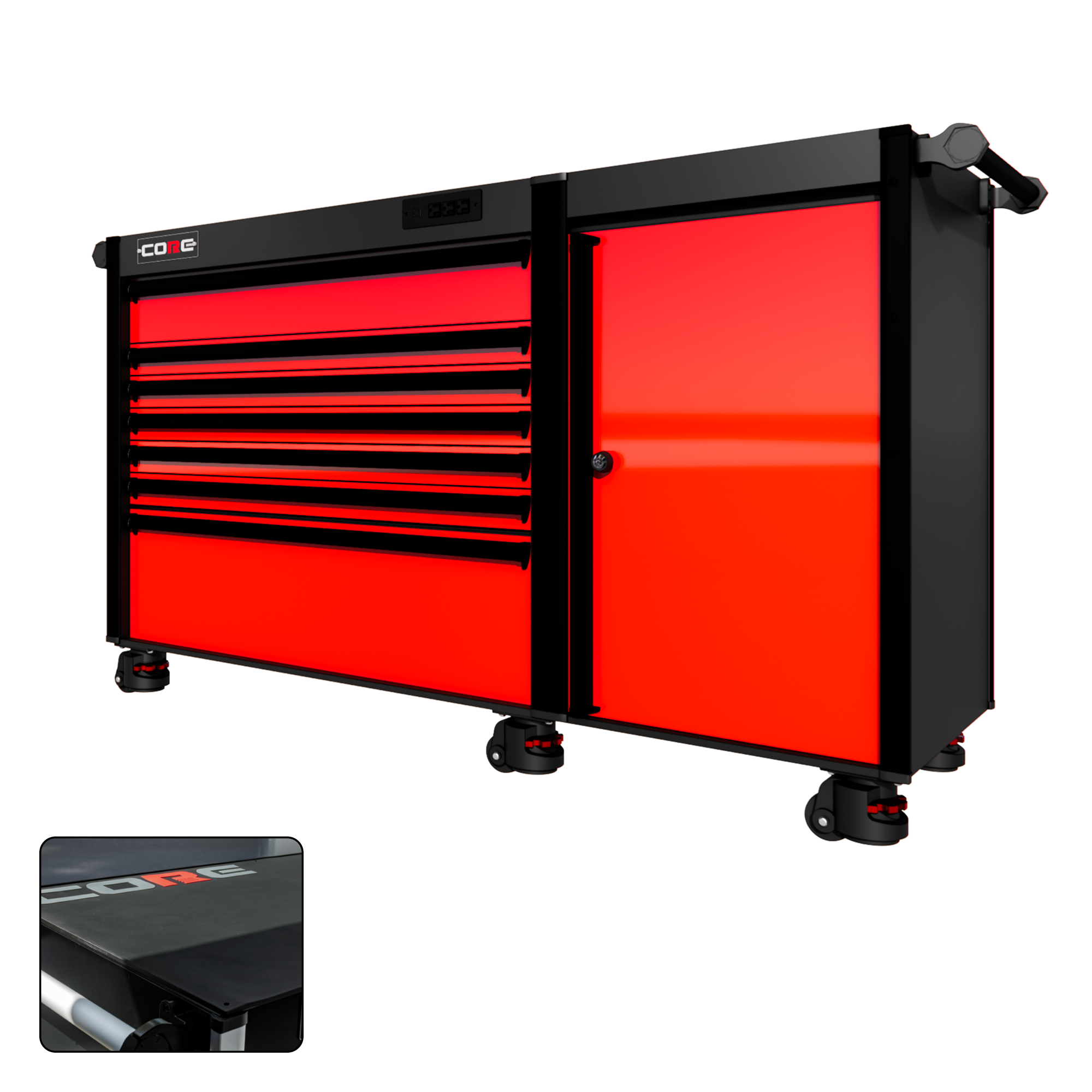 66 Series - 7 Drawers - Black Handles - Foot Casters