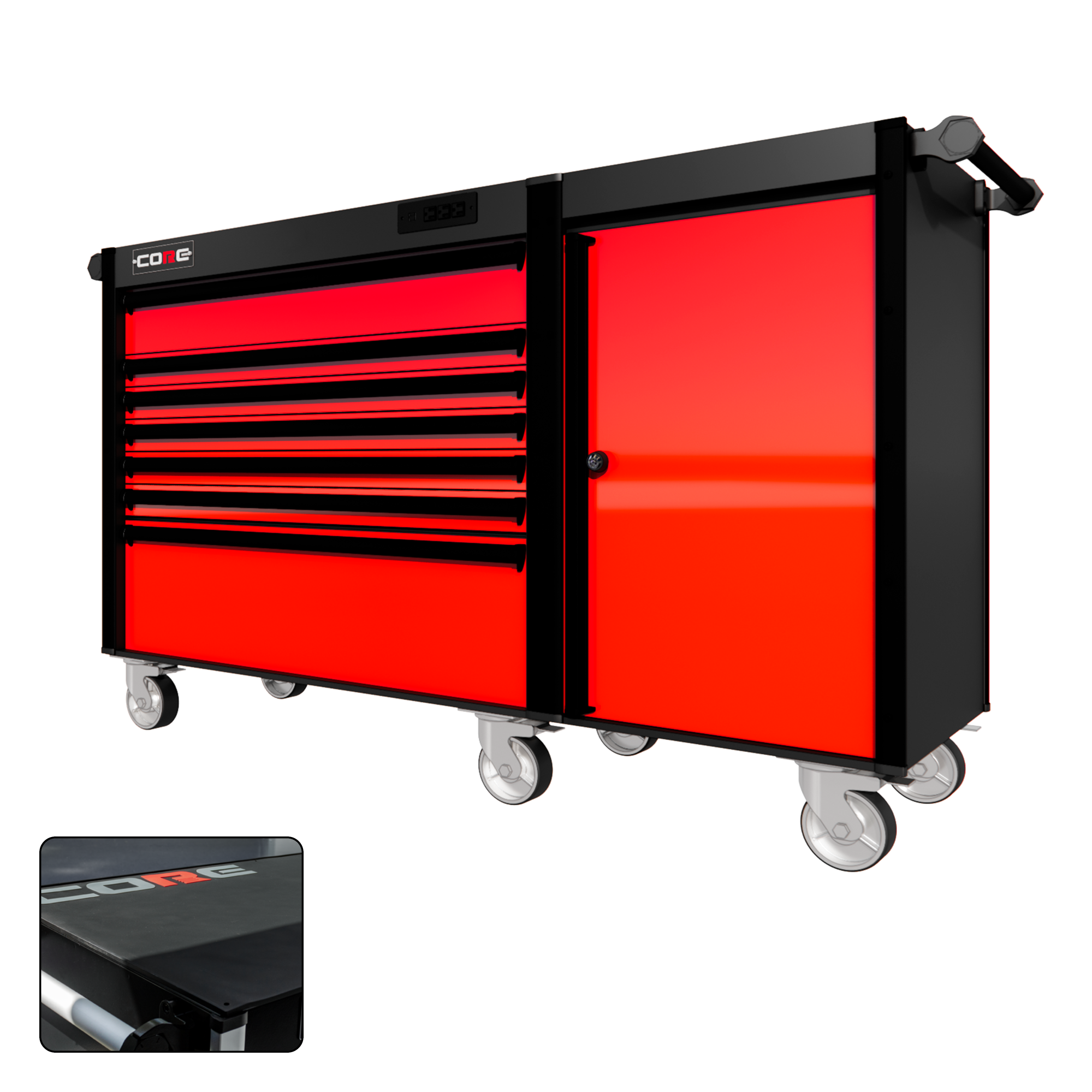66 Series - 7 Drawers - Black Handles - Traditional Casters