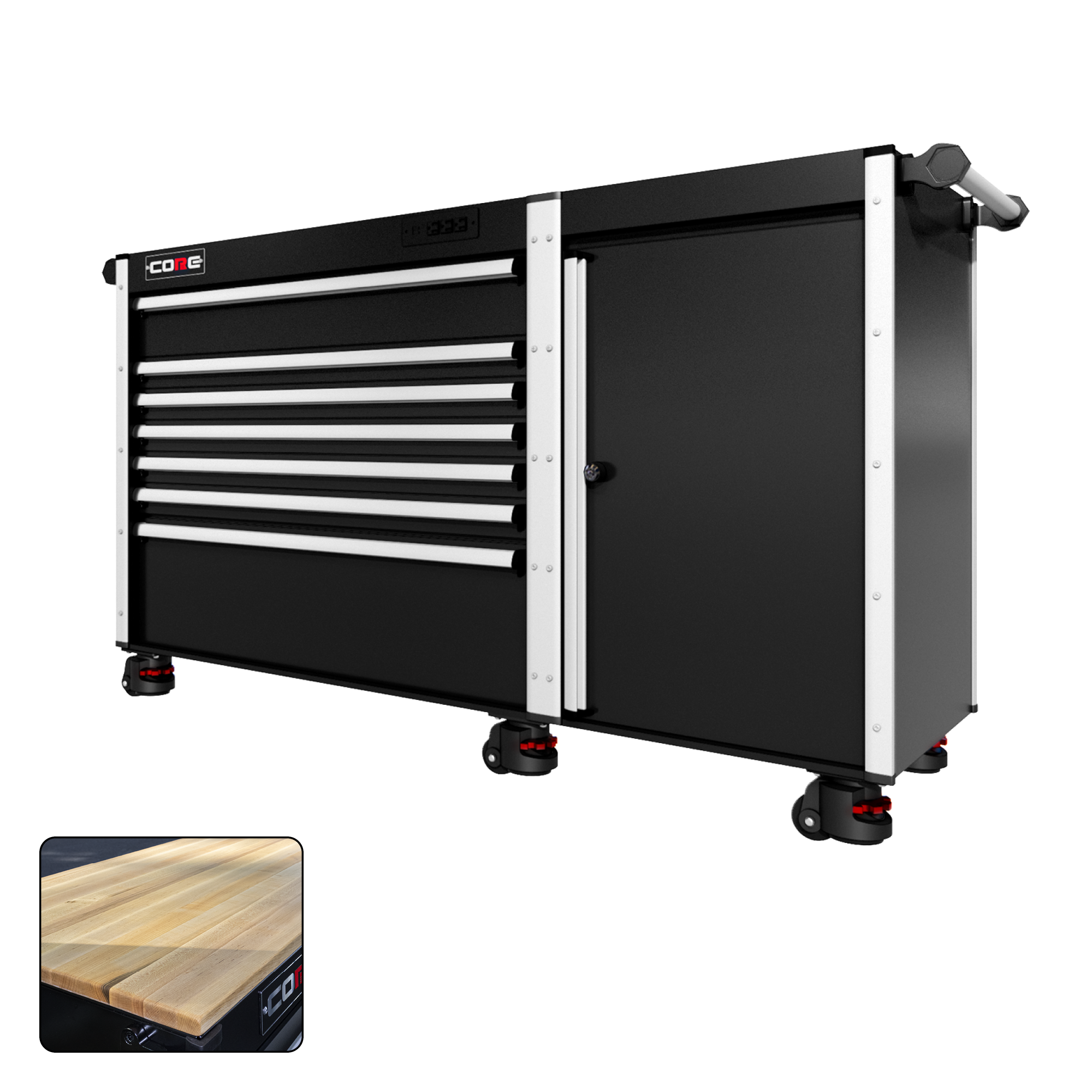 66 Series - 7 Drawers - Silver Handles - Foot Casters
