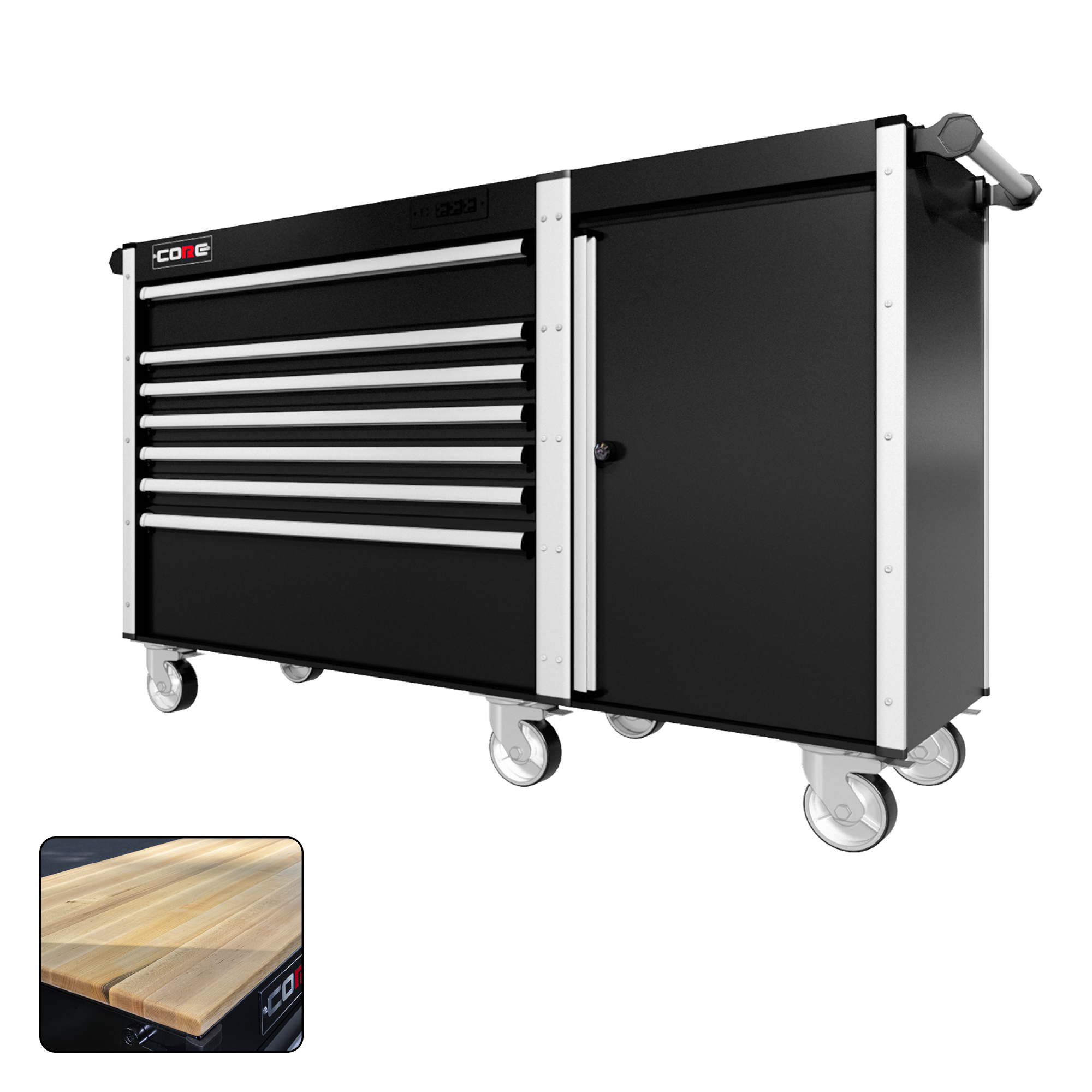 66 Series - 7 Drawers - Silver Handles - Traditional Casters