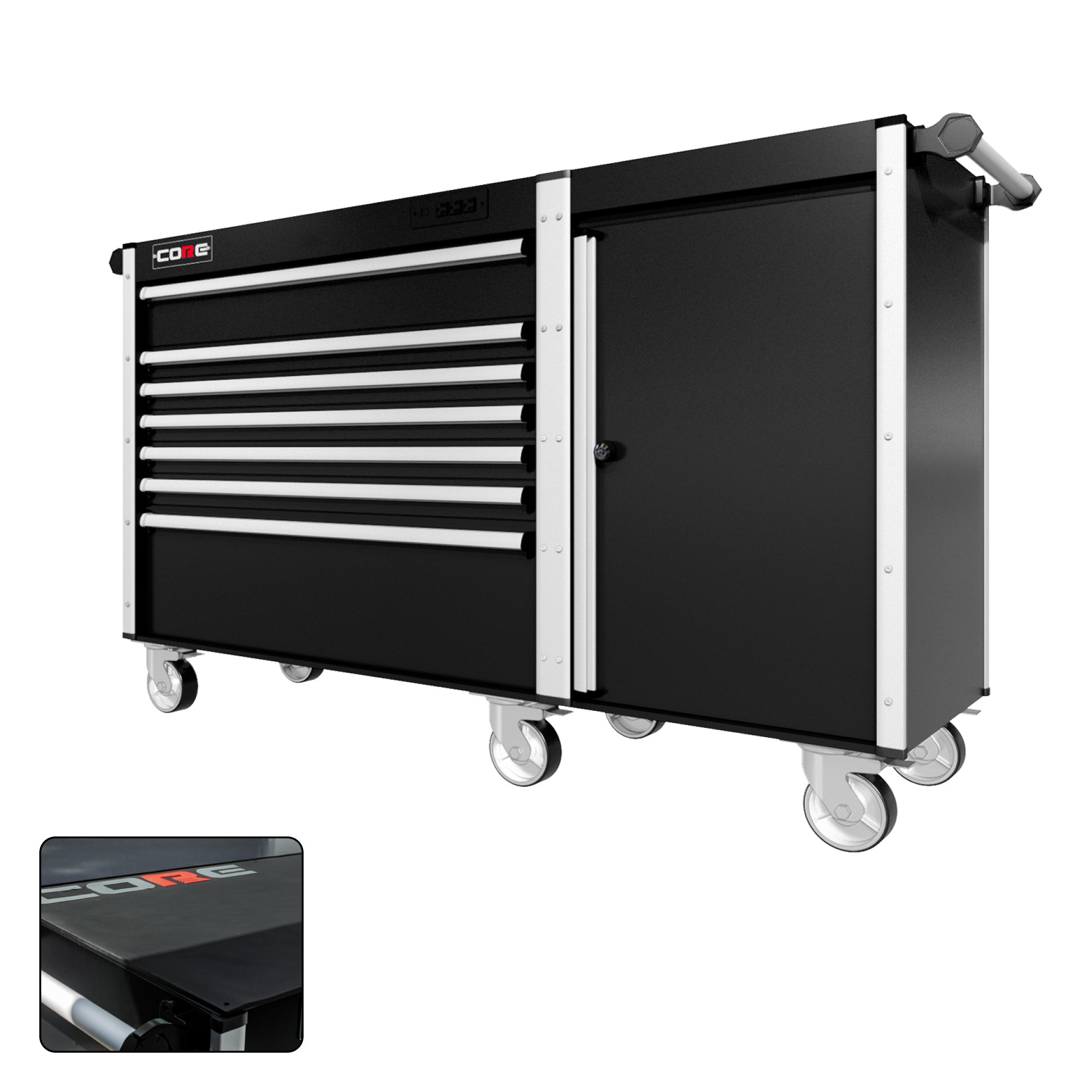 66 Series - 7 Drawers - Silver Handles - Traditional Casters