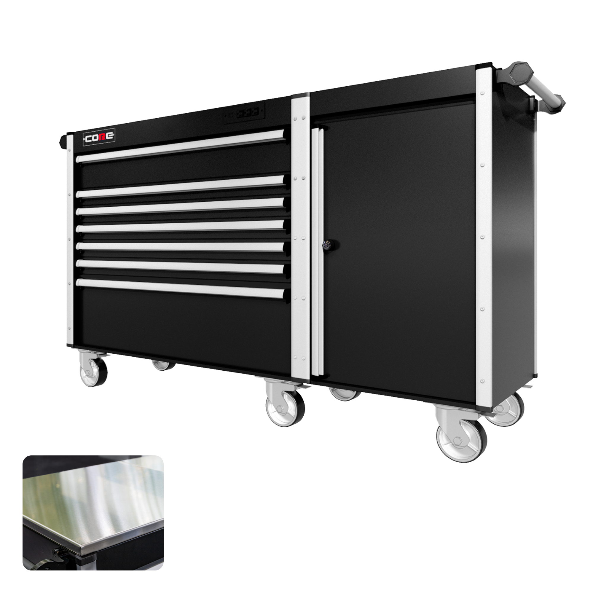 66 Series - 7 Drawers - Silver Handles - Traditional Casters