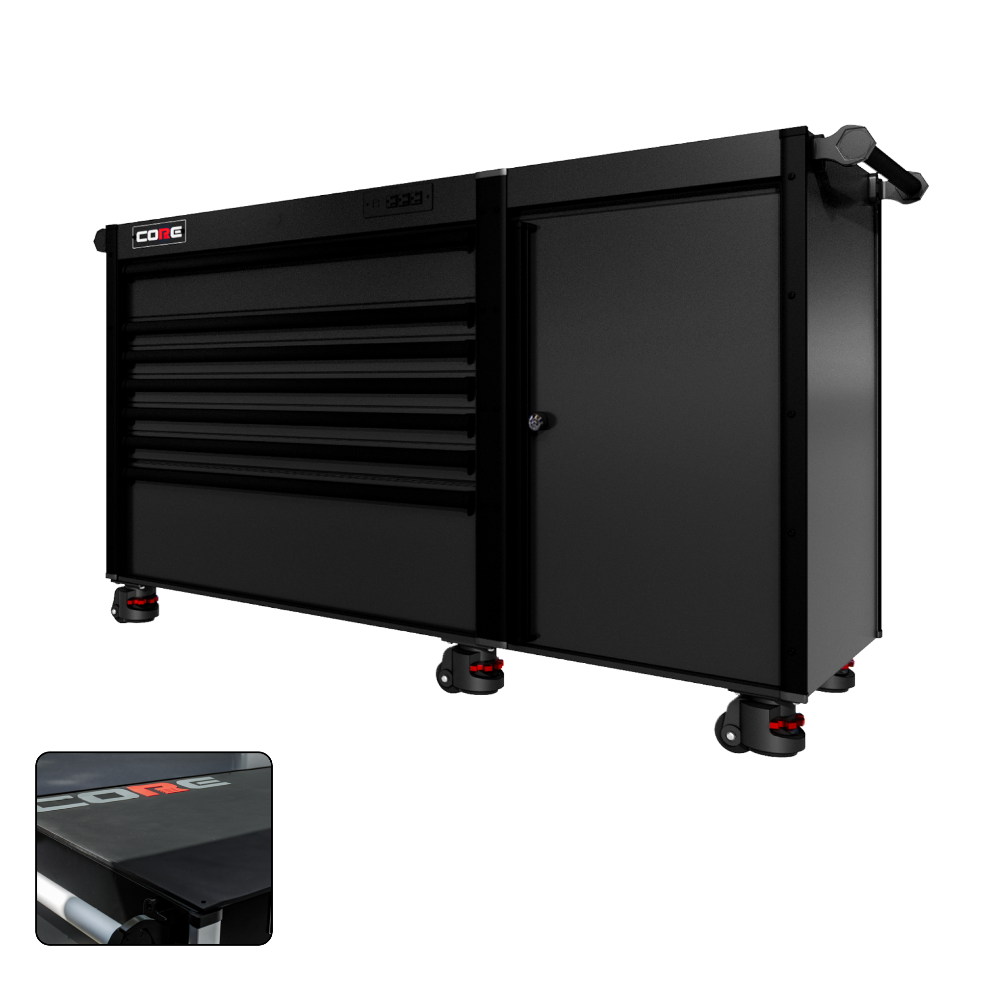 66 Series - 7 Drawers - Black Handles - Foot Casters