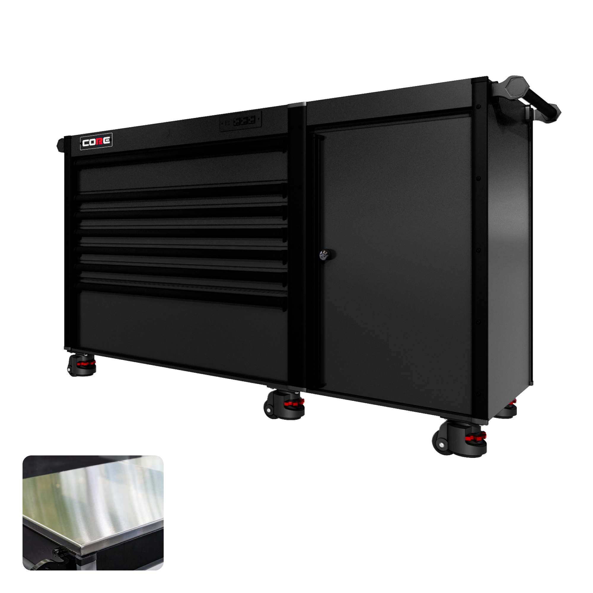 66 Series - 7 Drawers - Black Handles - Foot Casters