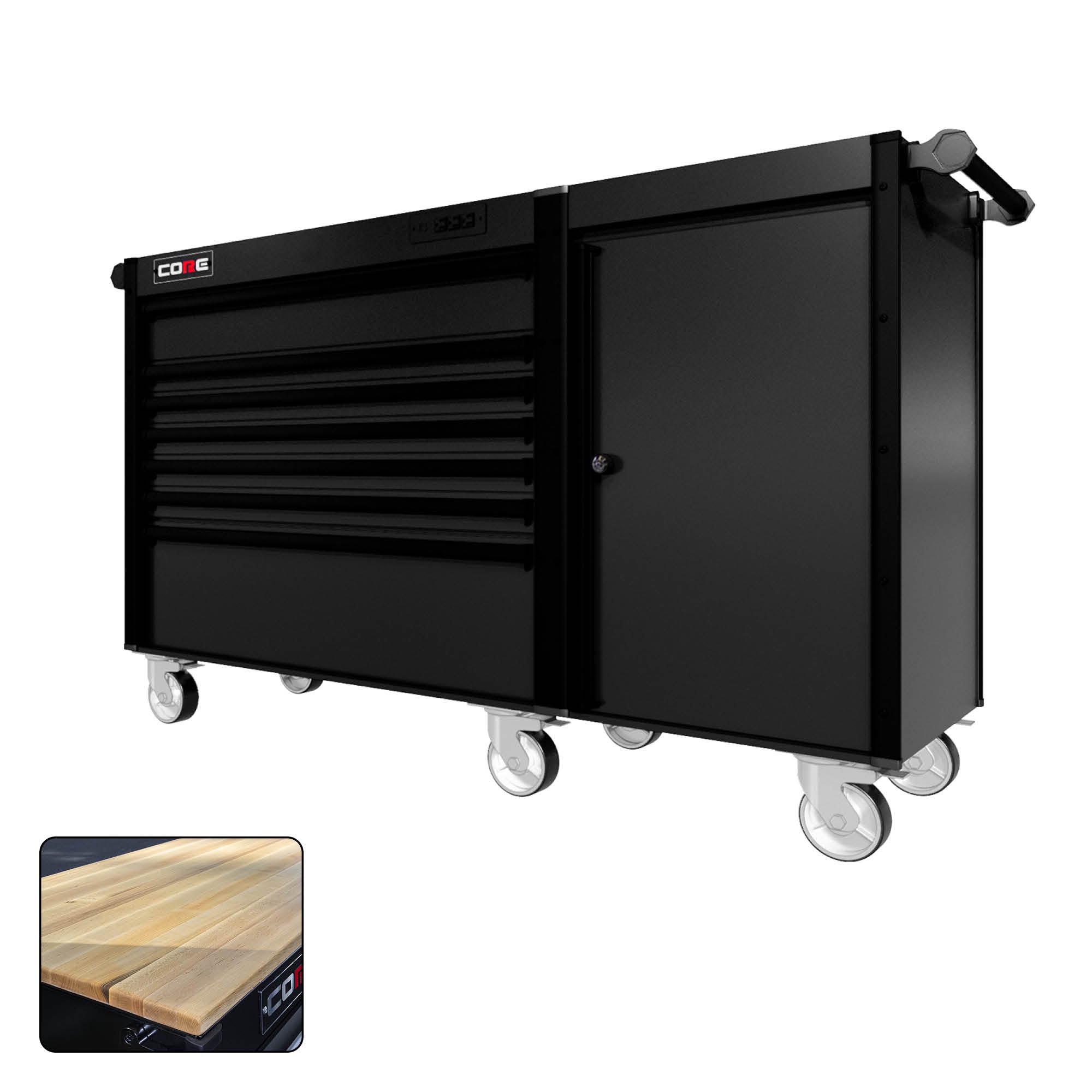 66 Series - 7 Drawers - Black Handles - Traditional Casters