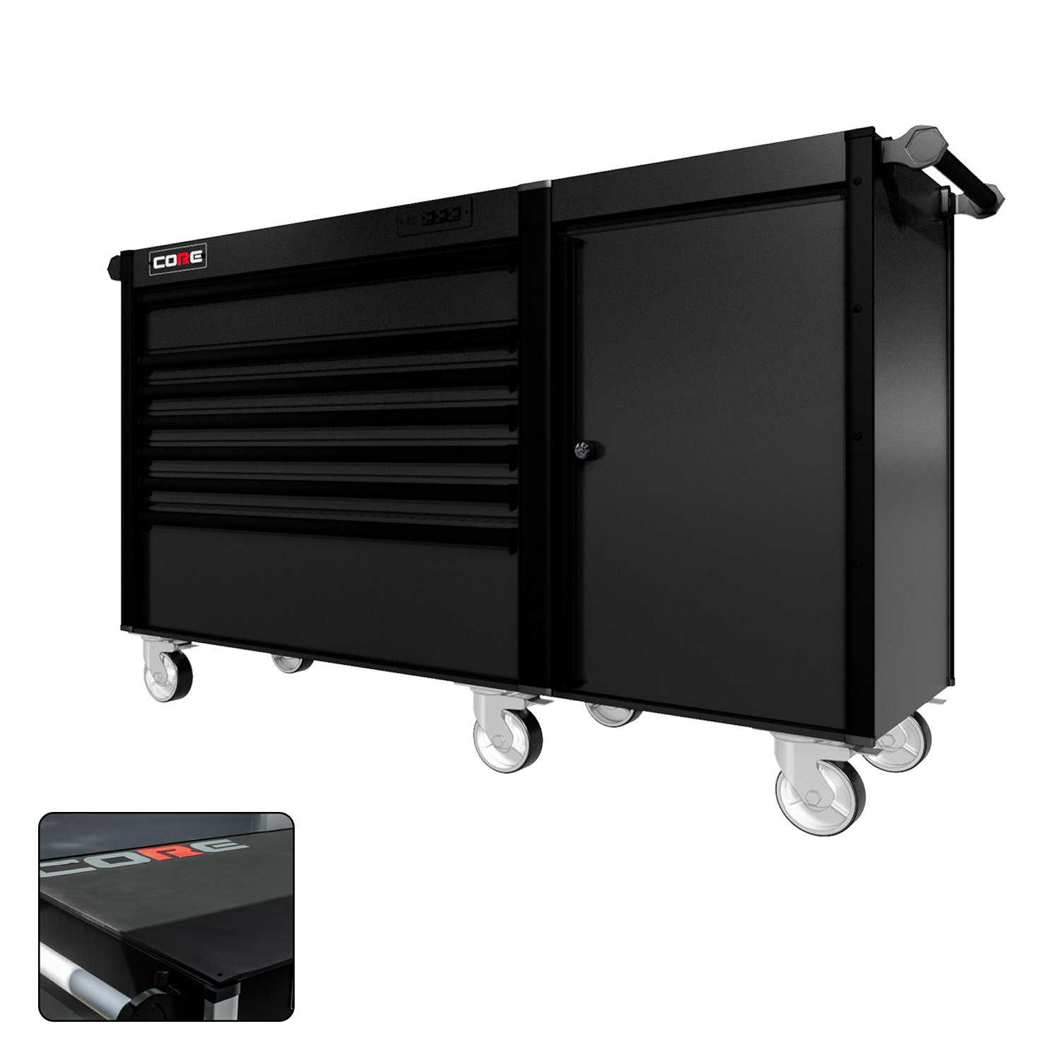 66 Series - 7 Drawers - Black Handles - Traditional Casters