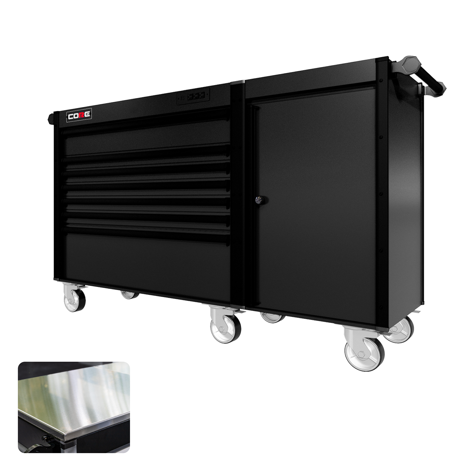 66 Series - 7 Drawers - Black Handles - Traditional Casters