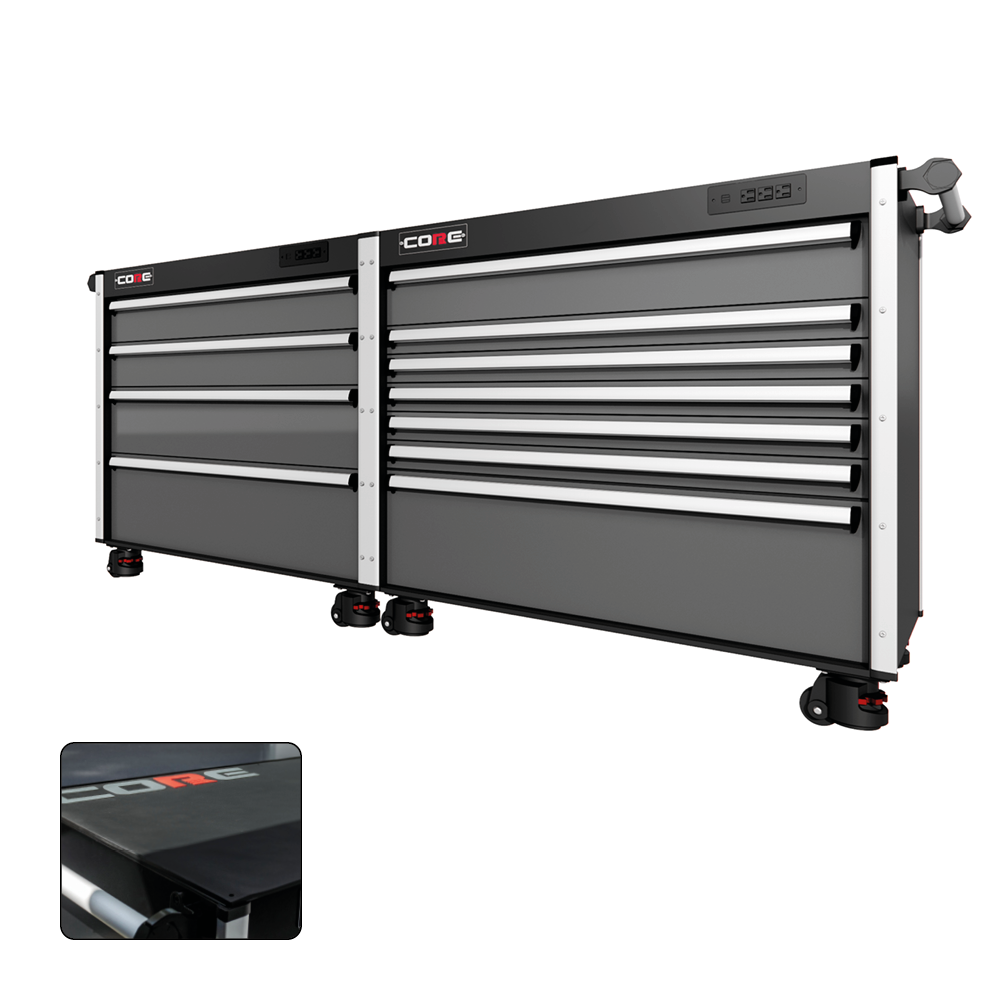88 Series - 11 Drawers - Silver Handles - Foot Casters