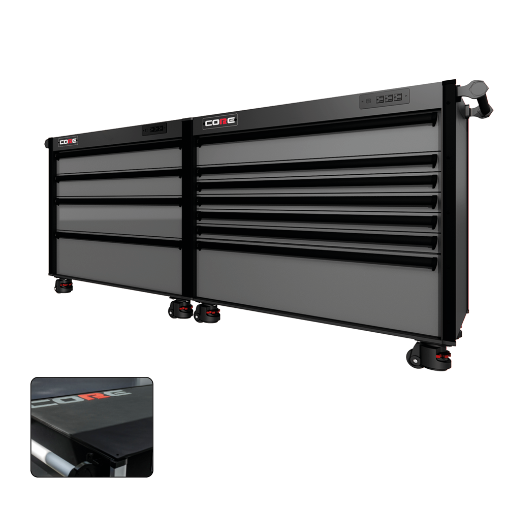 88 Series - 11 Drawers - Black Handles - Foot Casters
