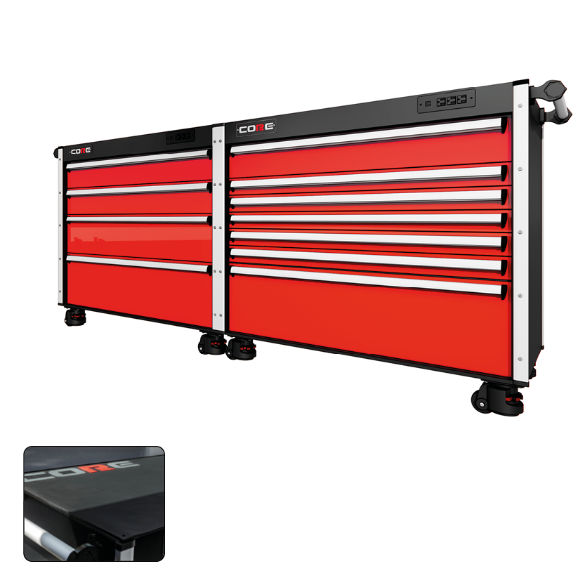 88 Series - 11 Drawers - Silver Handles - Foot Casters