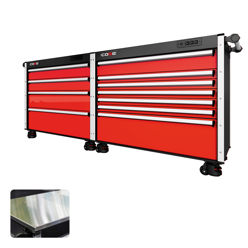 88 Series - 11 Drawers - Silver Handles - Foot Casters