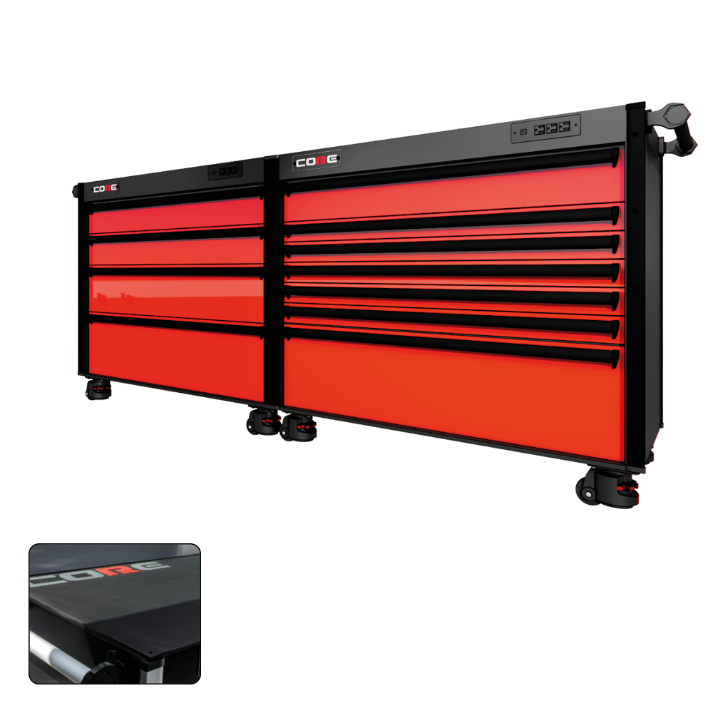 88 Series - 11 Drawers - Black Handles - Foot Casters